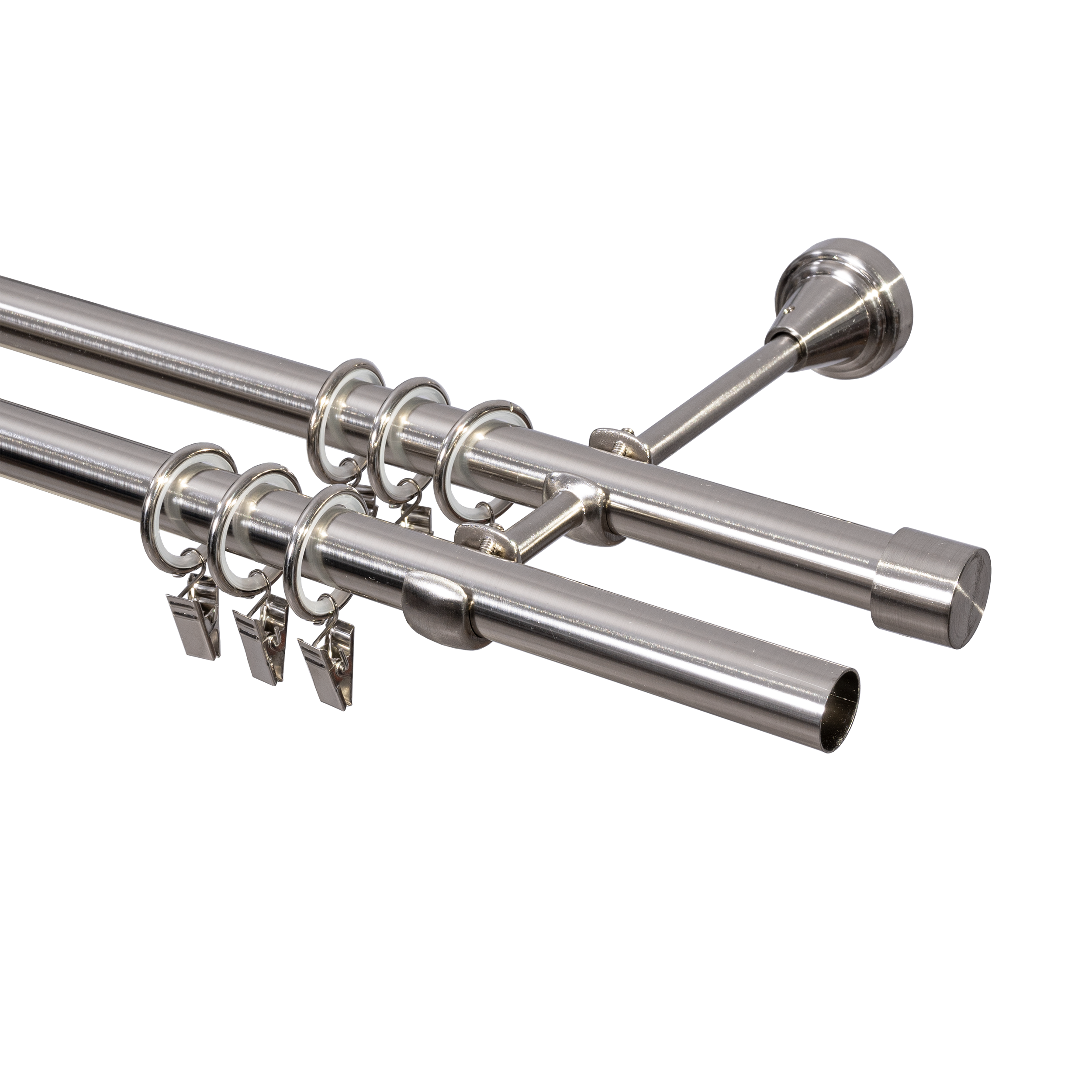 Karnisz Pół-Set 240 cm podwójny efekt stali 19 mm