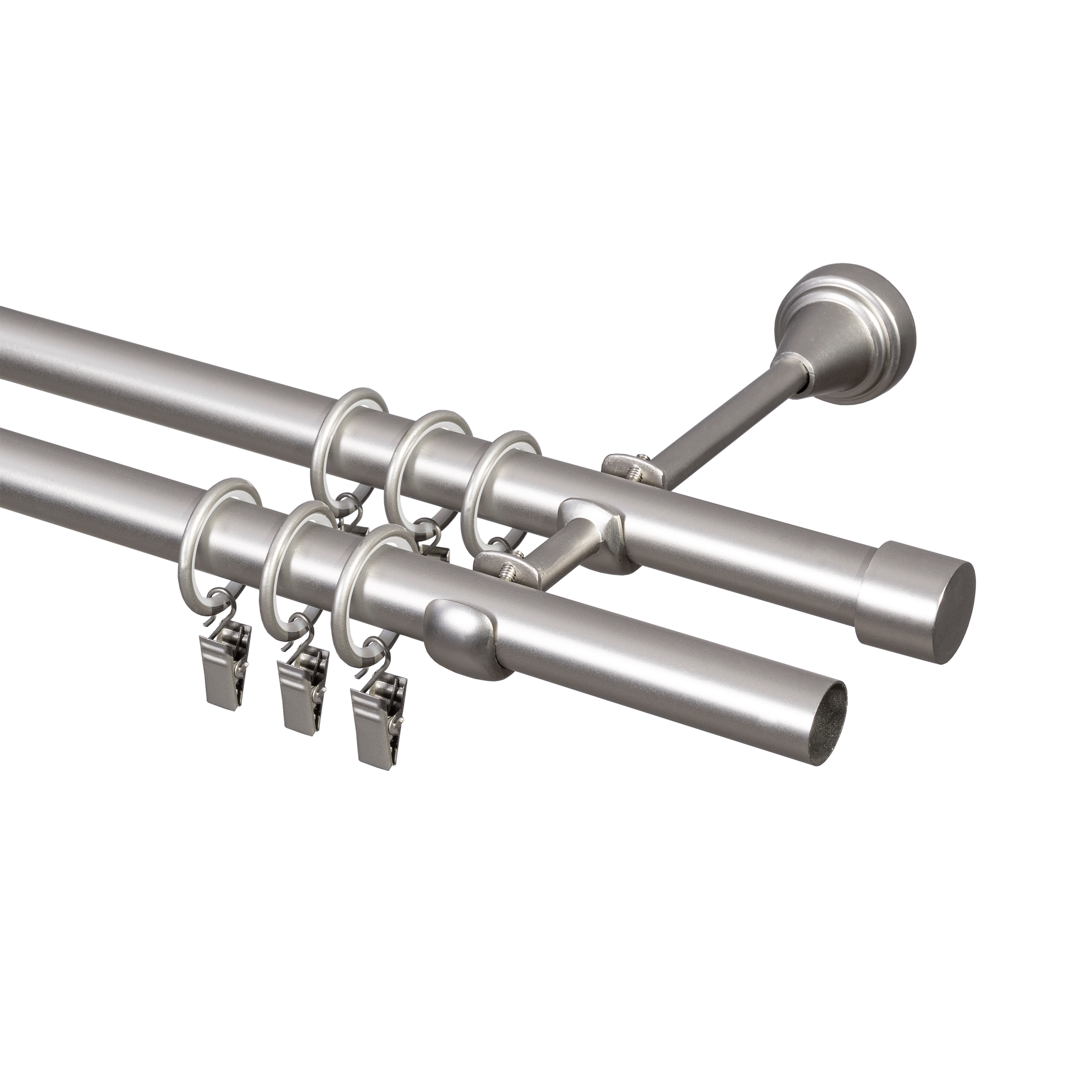 Karnisz Pół-Set 240 cm podwójny chrom satyna 19 mm