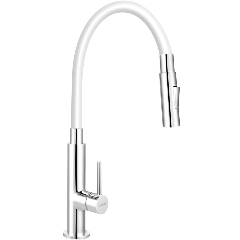 Bateria kuchenna z elastyczną wylewką U 34 cm Fitness Slim Biała Ferro