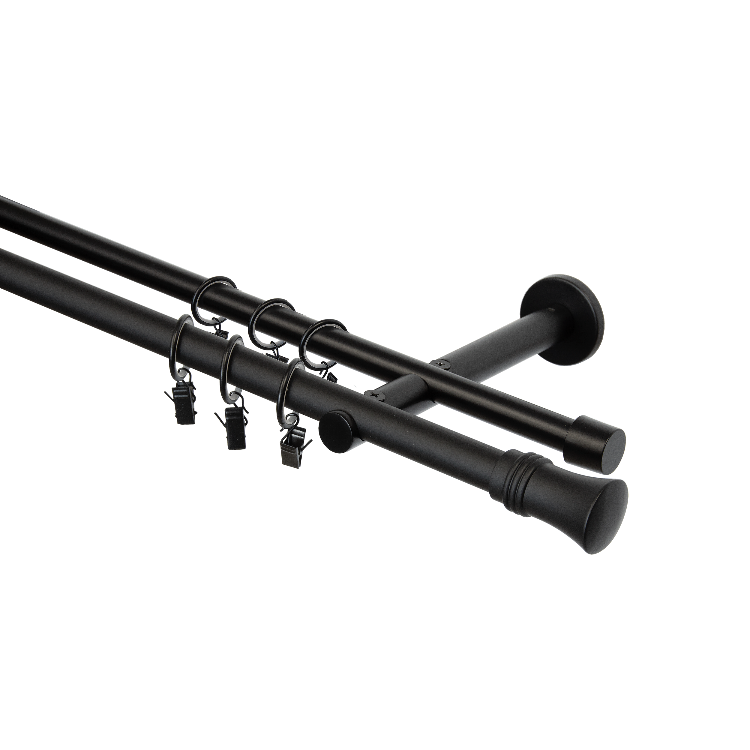 Karnisz Capri 200 cm podwójny czarny mat 19 mm Inspire