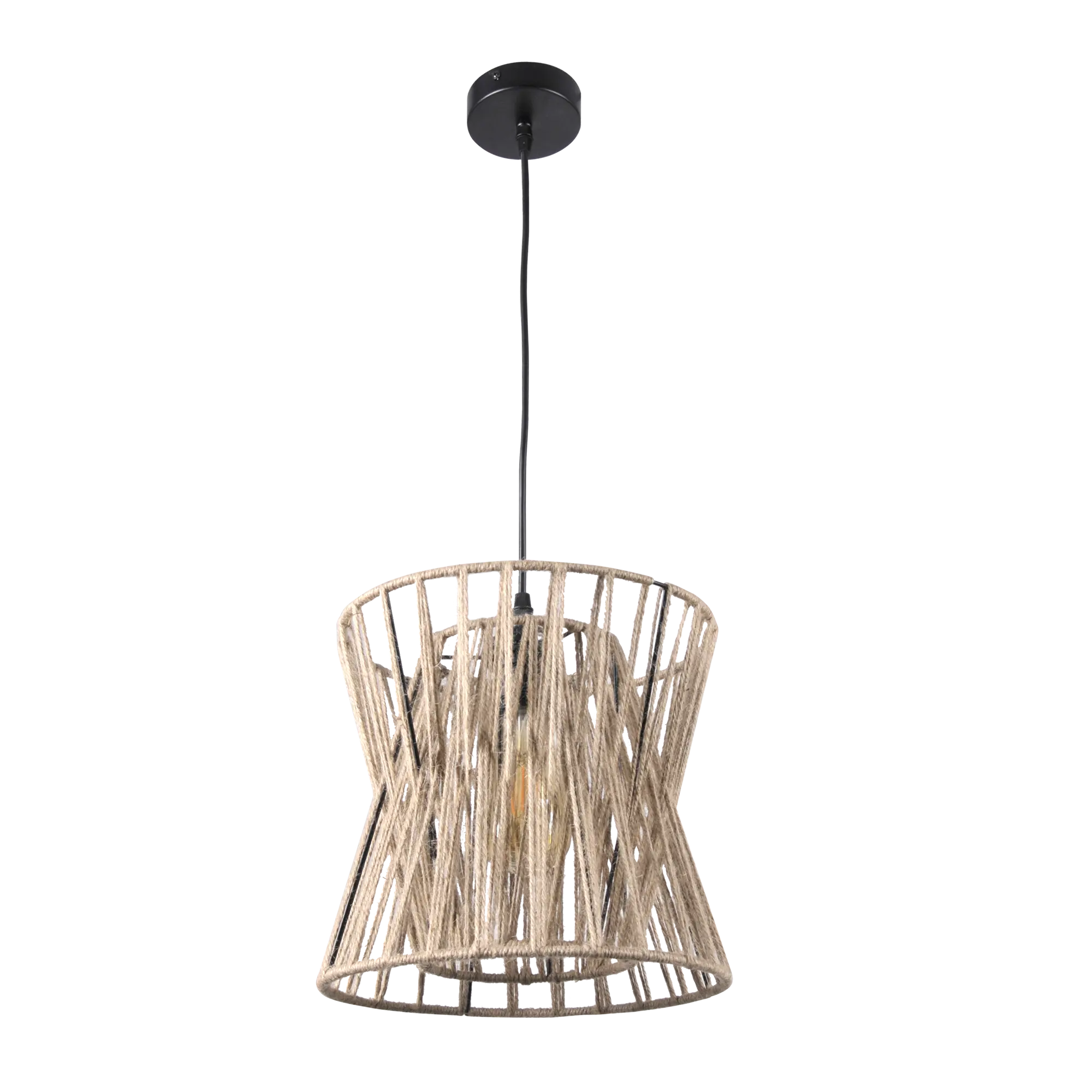 Lampa wisząca Varberg beżowo-czarna E27 Polux