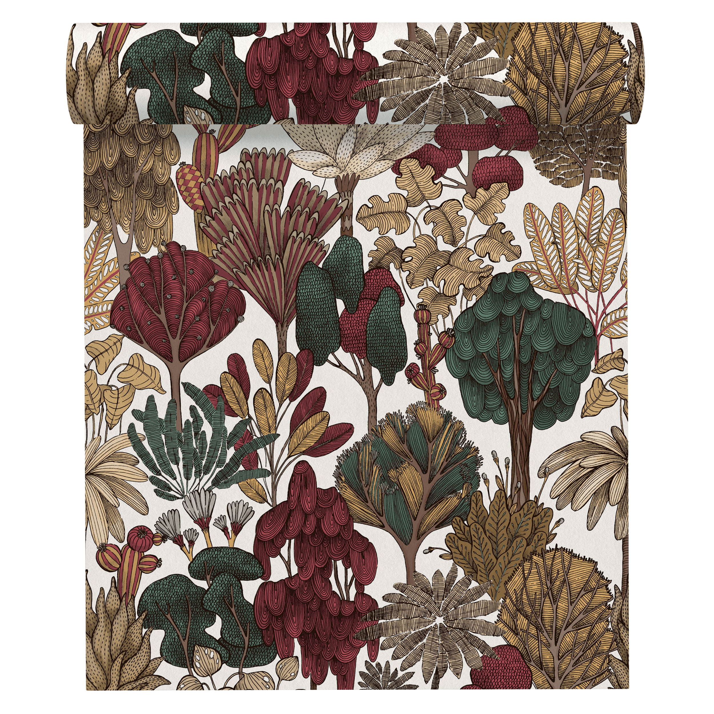 Tapeta Floral Impression 377577 zielono-brązowa winylowa na flizelinie