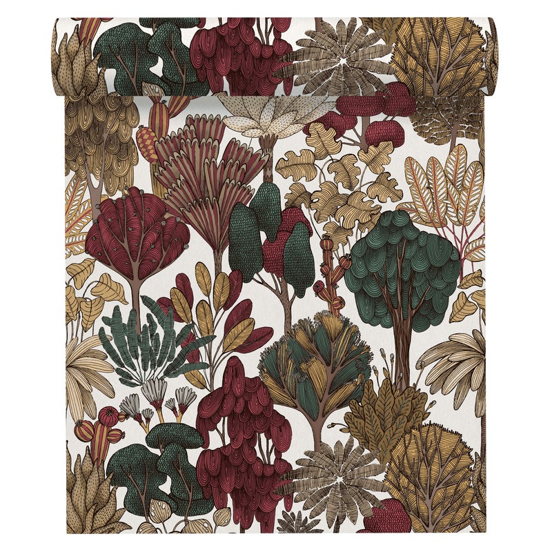Tapeta Floral Impression 377577 zielono-brązowa winylowa na flizelinie