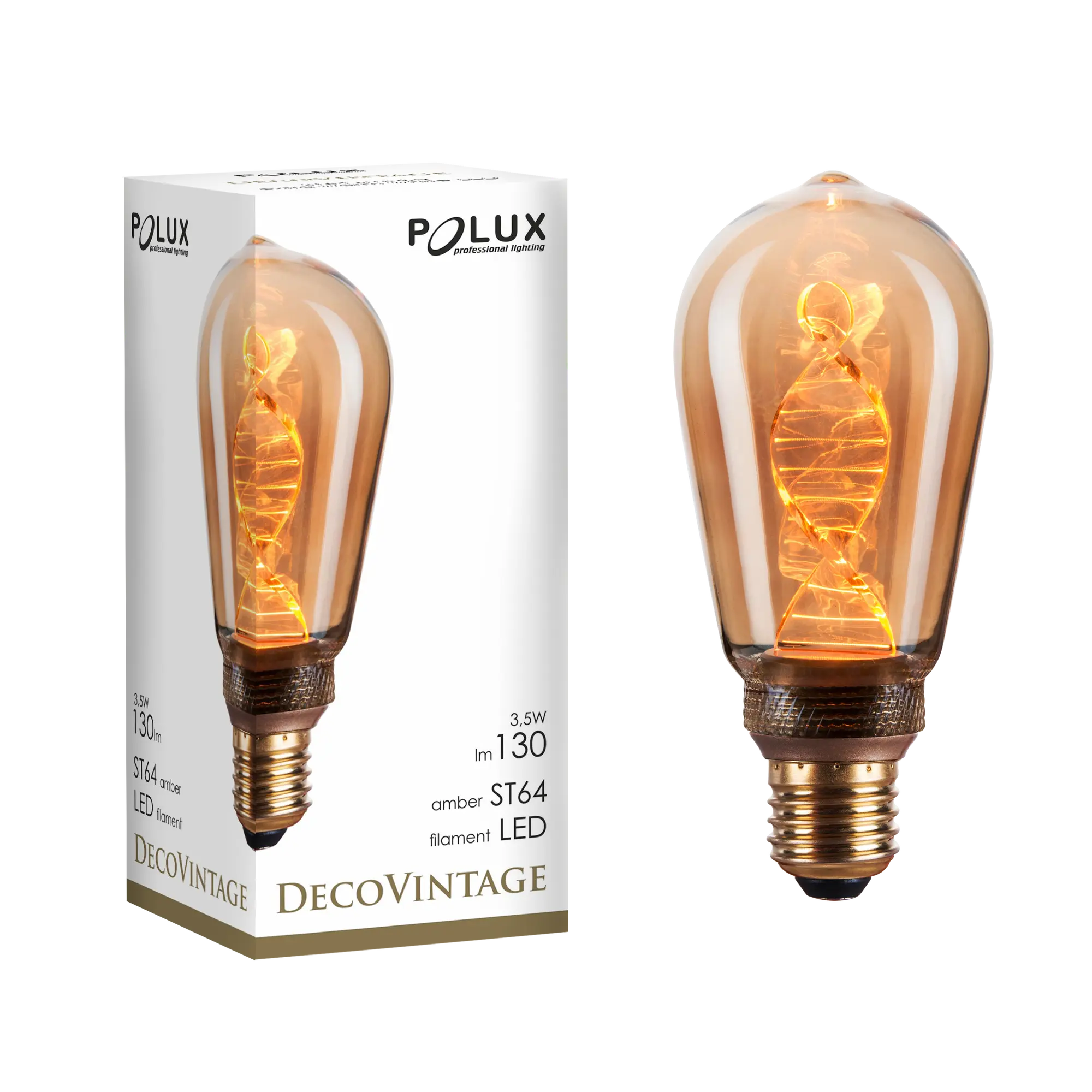 Żarówka dekoracyjna LED E27 3.5 W 130 lm bursztynowa Polux