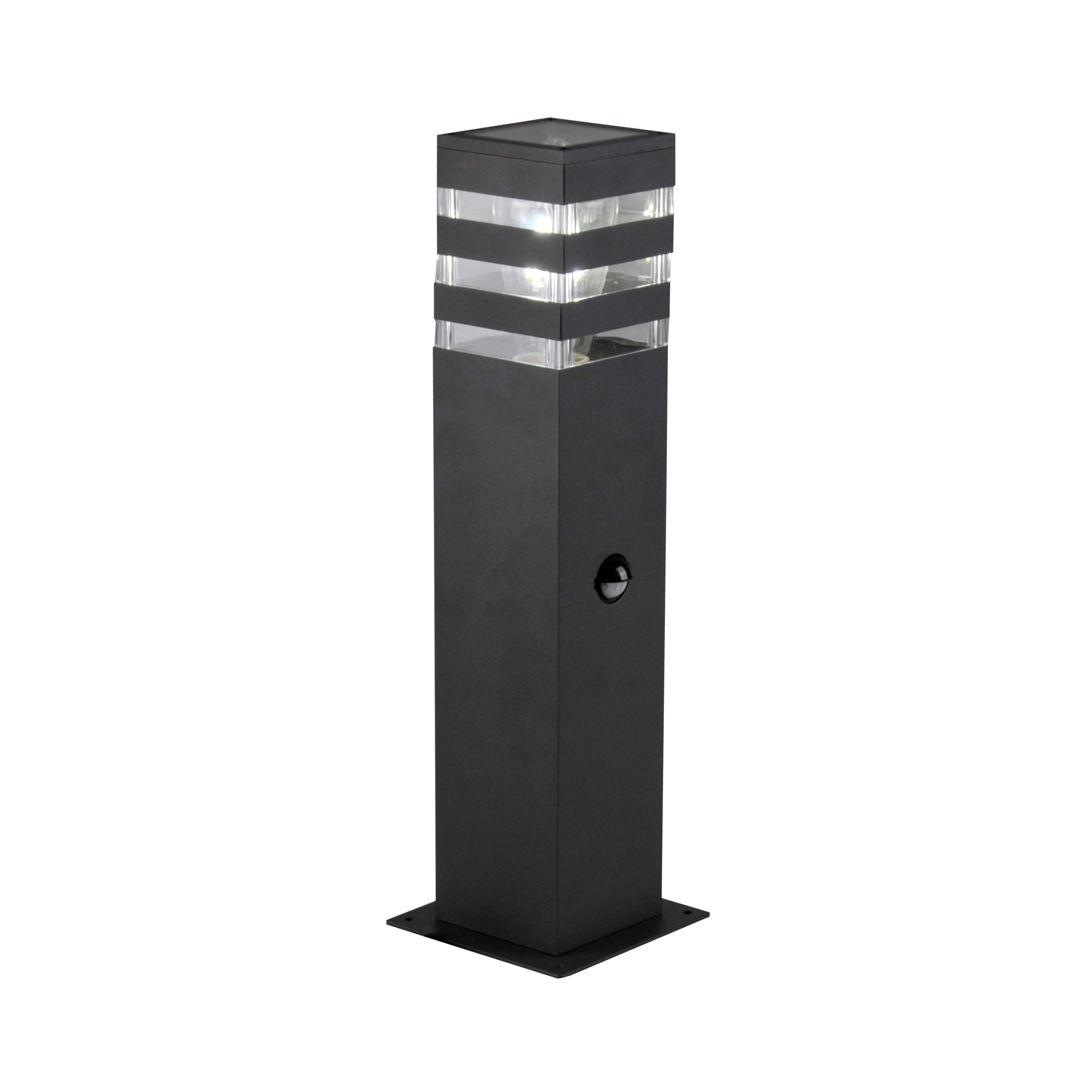 Lampa zewnętrzna ogrodowa słupek Teksas z czujnikiem E27 44 cm grafit IP44 Goldlux