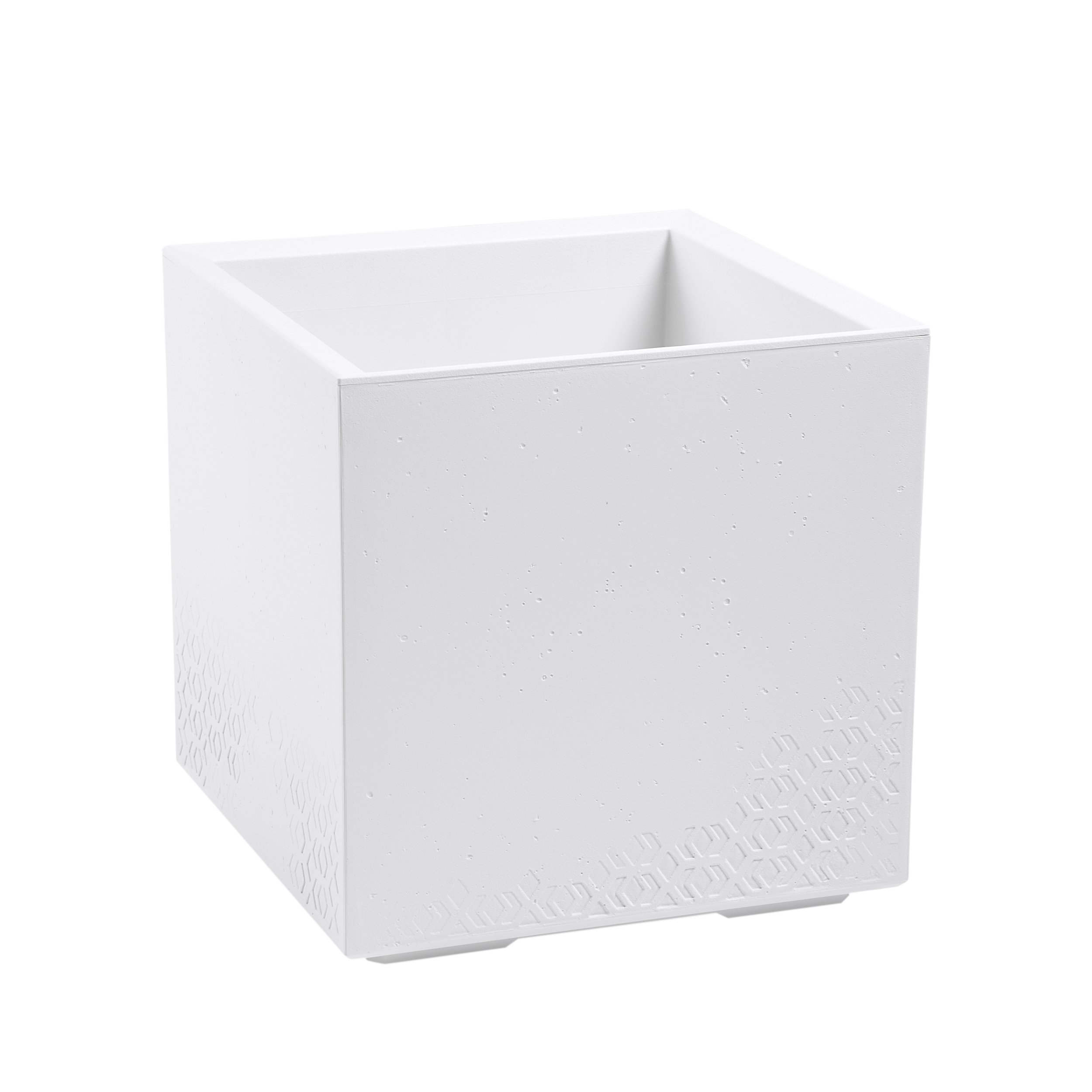 Donica plastikowa Karo 39 x 39 cm biała imitacja betonu
