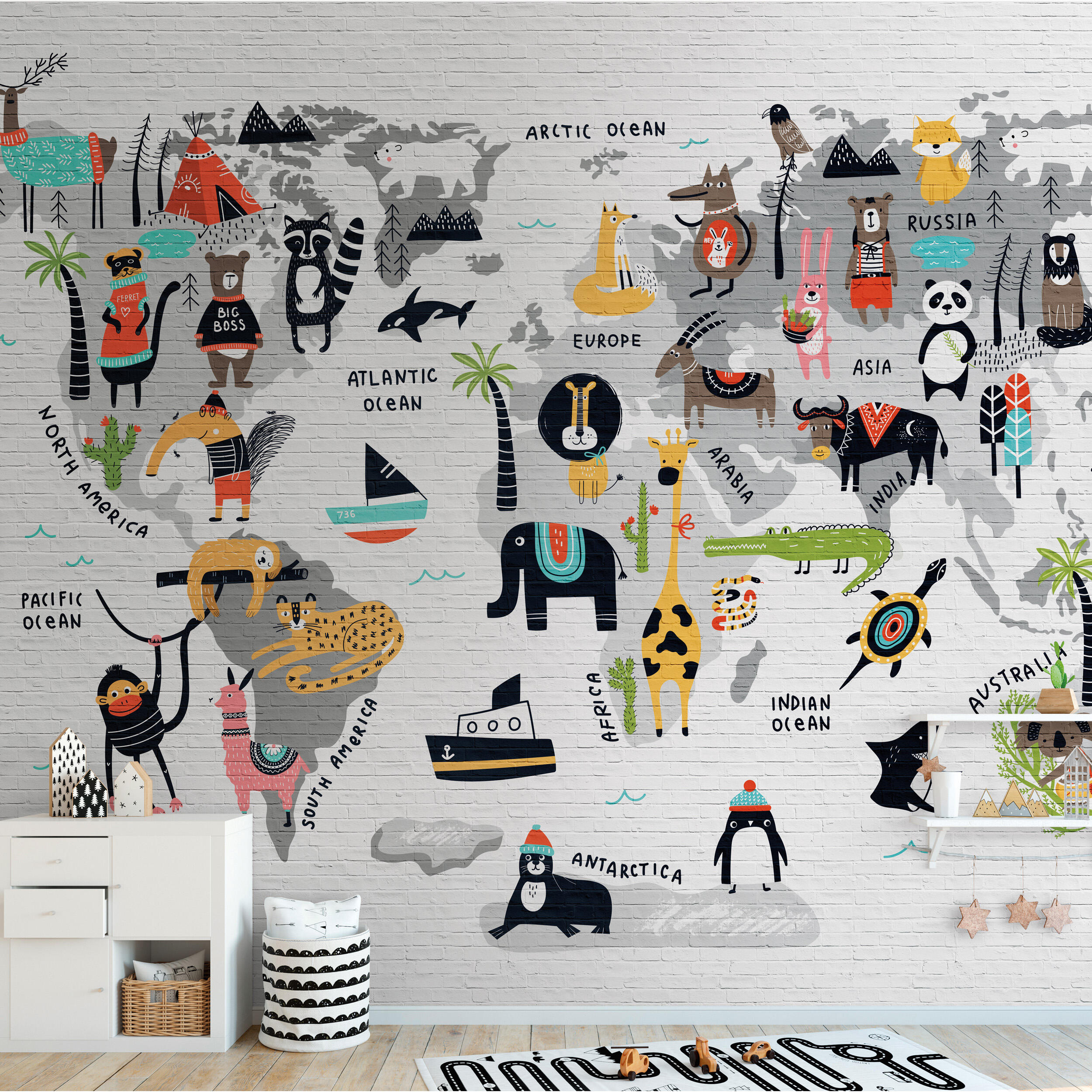 Tapeta panoramiczna dziecięca Metropolitain Stories Mapa 371 x 280 cm