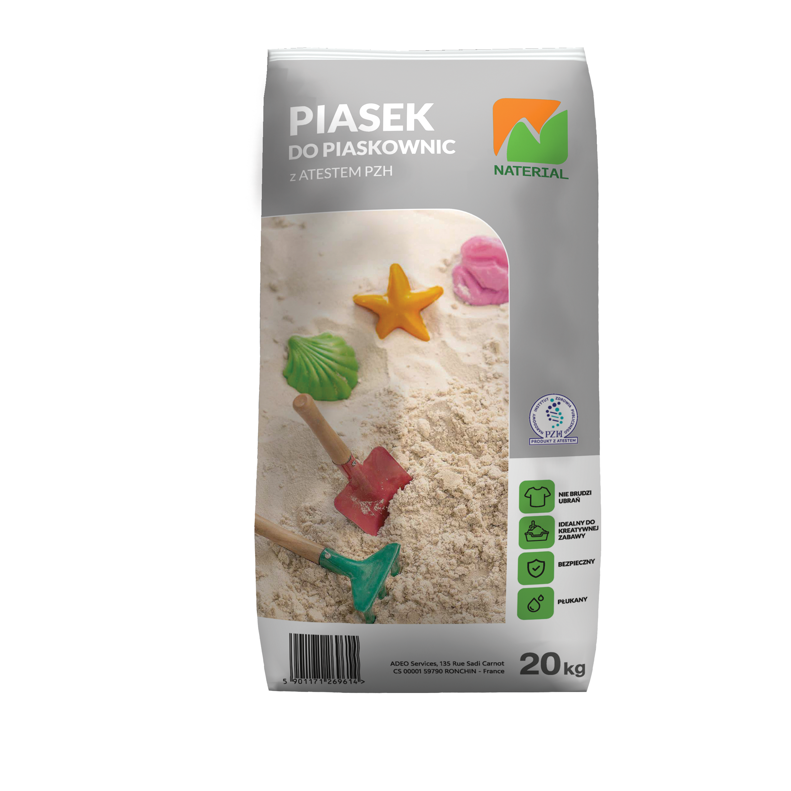 Piasek do piaskownicy 20kg Naterial