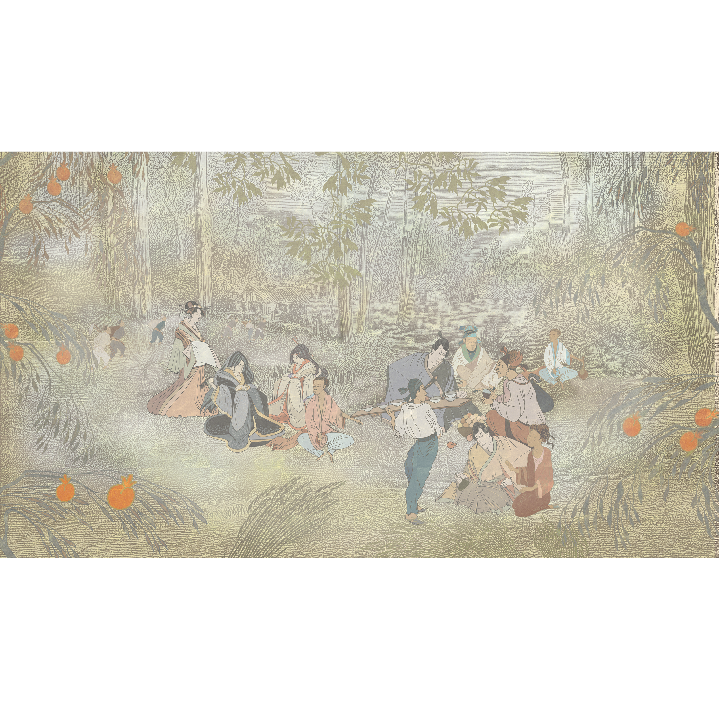 Mural Hanami japoński ogród 500 x 280 cm struktura Art