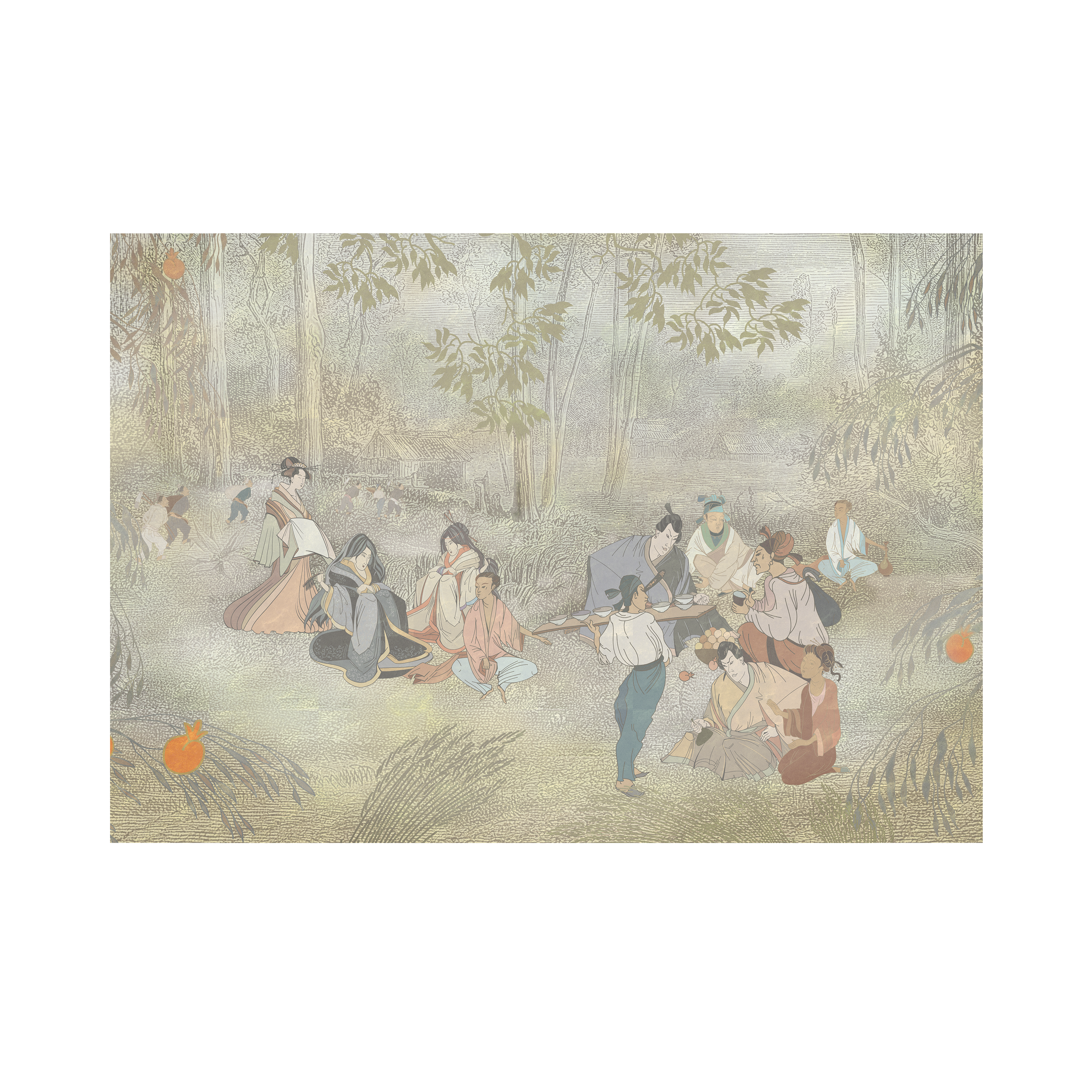 Mural Hanami japoński ogród 400 x 280 cm struktura Art