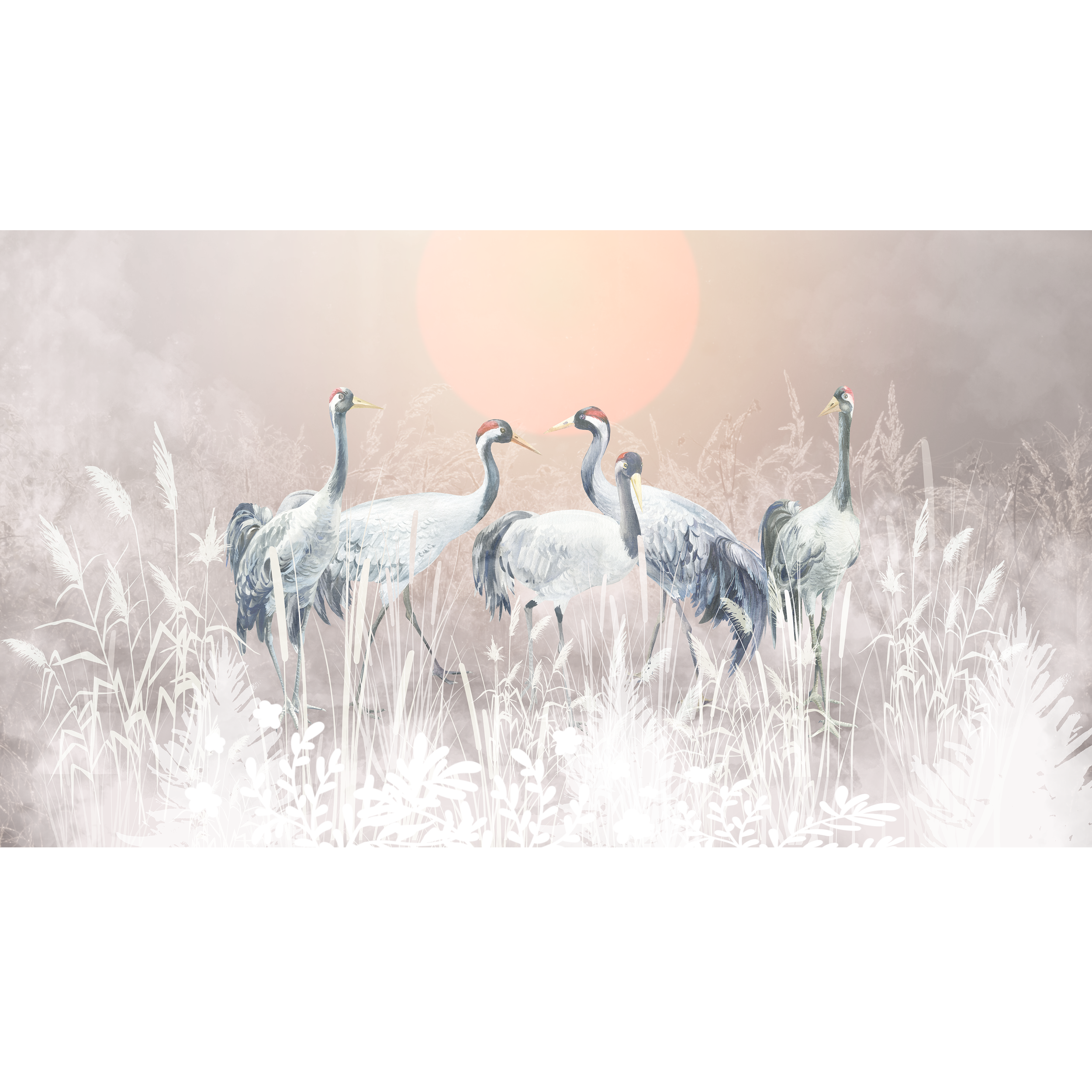 Mural Tsuru żurawie 500 x 280 cm struktura Art