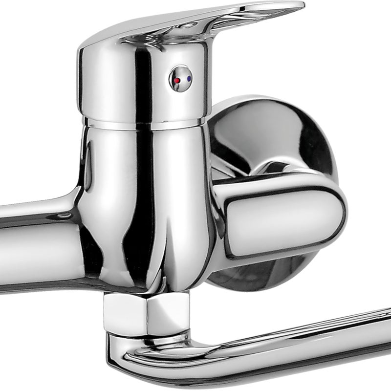 Bateria kuchenna ścienna Chrom wylewka L 27 cm Boro Neo Chrom Deante