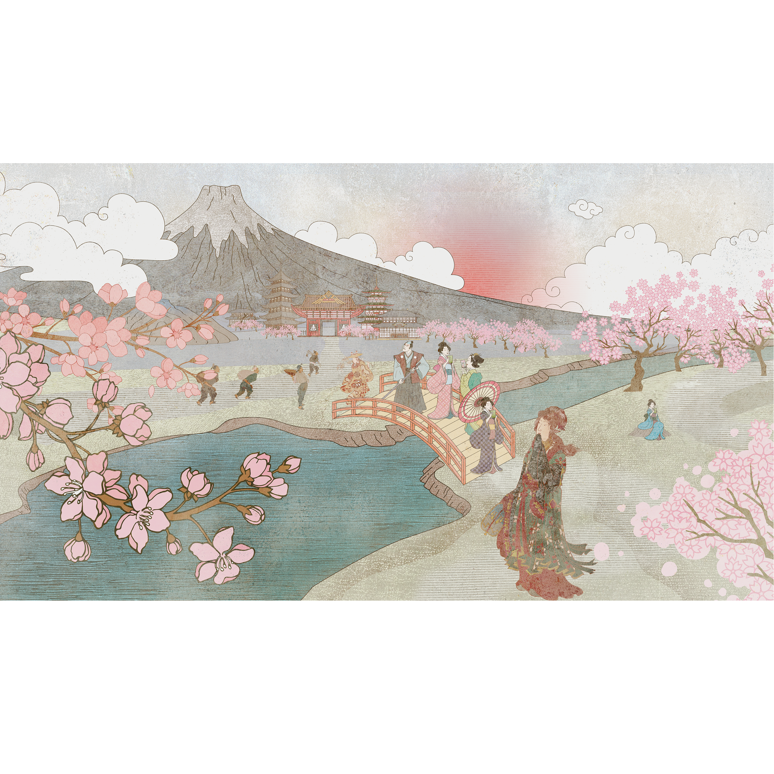 Mural Fuji japoński pejzaż 500 x 280 cm struktura Art