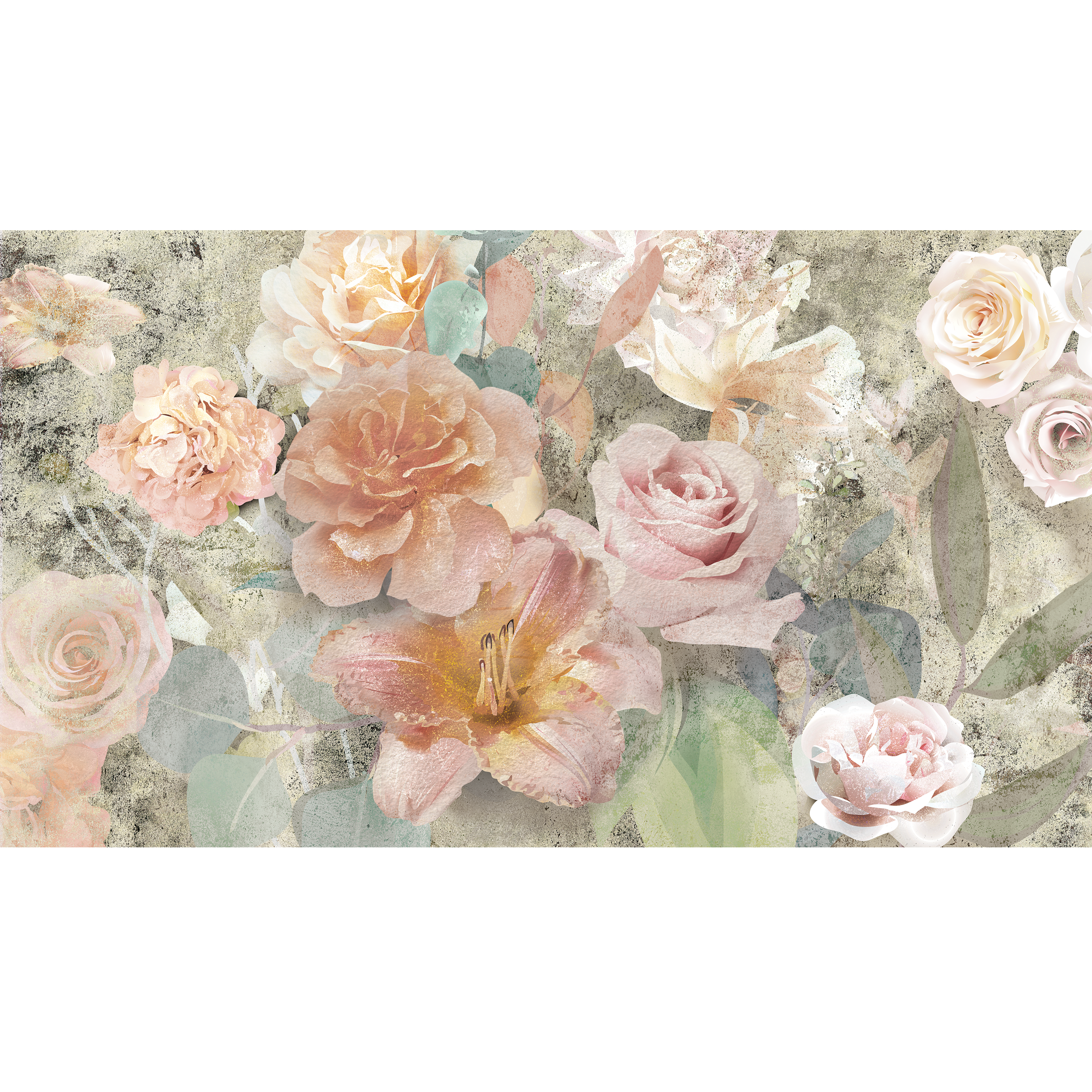 Mural Rose kwiaty pastele 500 x 280 cm struktura Art