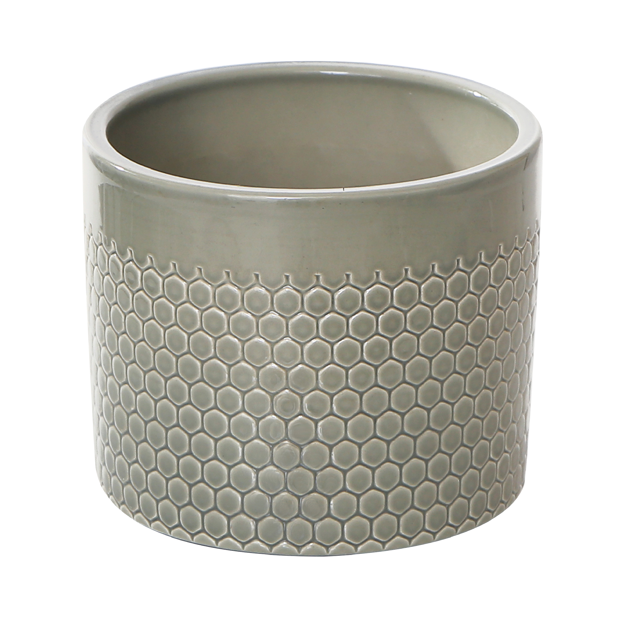 Osłonka doniczki ceramiczna 13cm jasnozielona wzór Ceramik