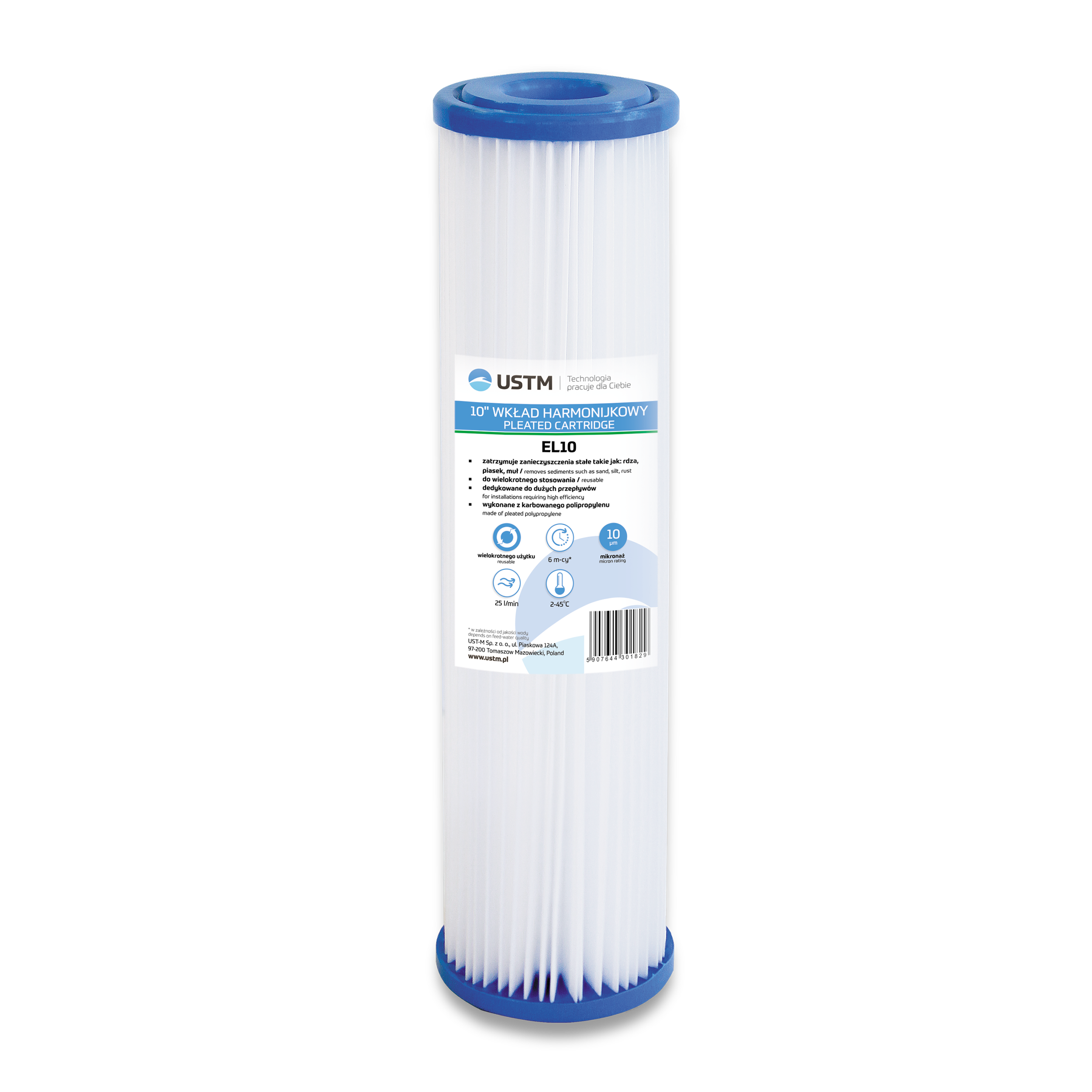 Wkład do filtra harmonijkowy 10" 10 mikronów EL10M USTM