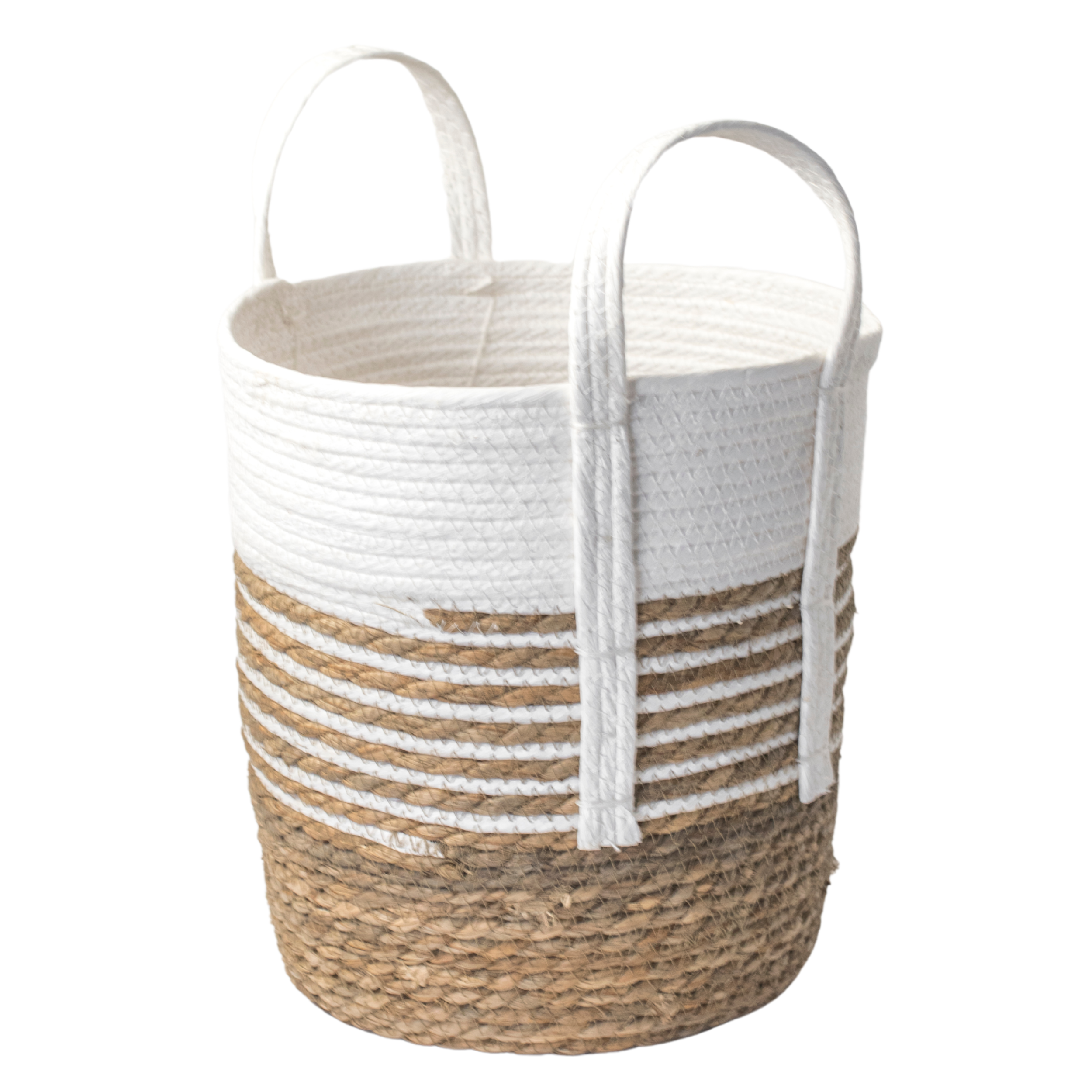 Osłonka doniczki kosz pleciony 28cm boho z białym