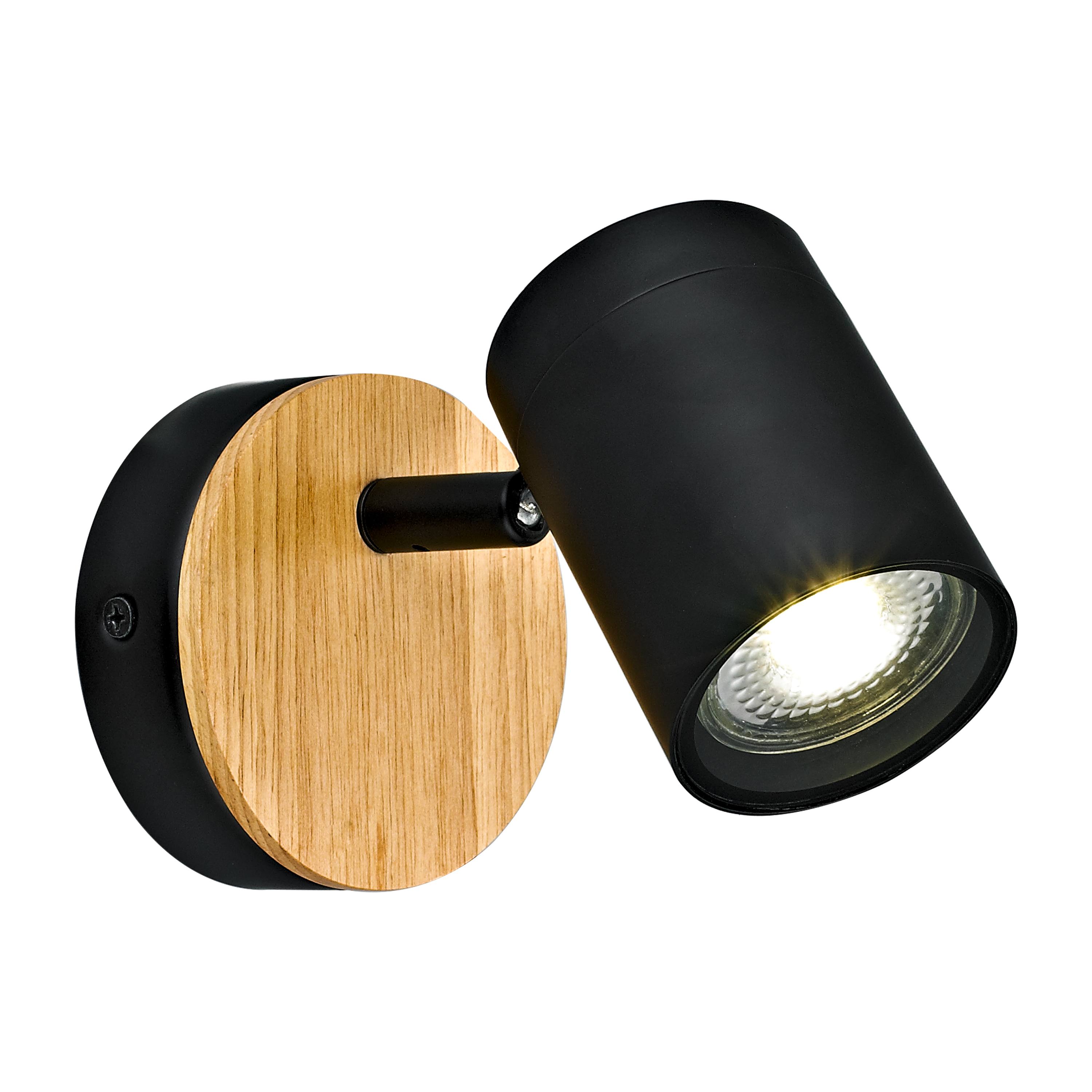 Reflektor Malabe czarny z drewnem GU10 IP44 Inspire