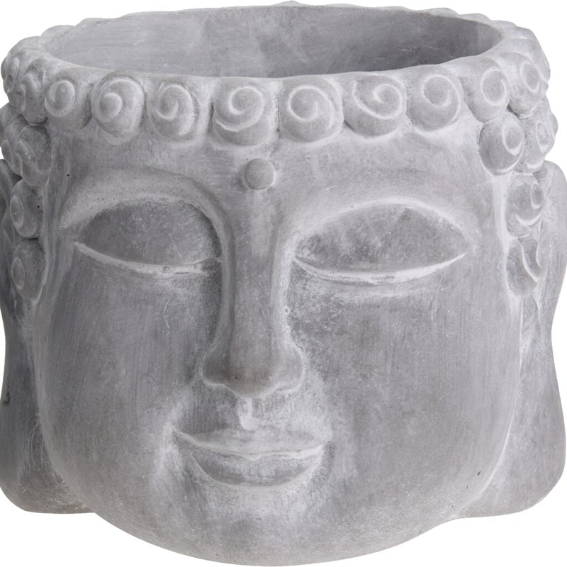 Osłonka doniczki Głowa Budda 16x12.5cm szara