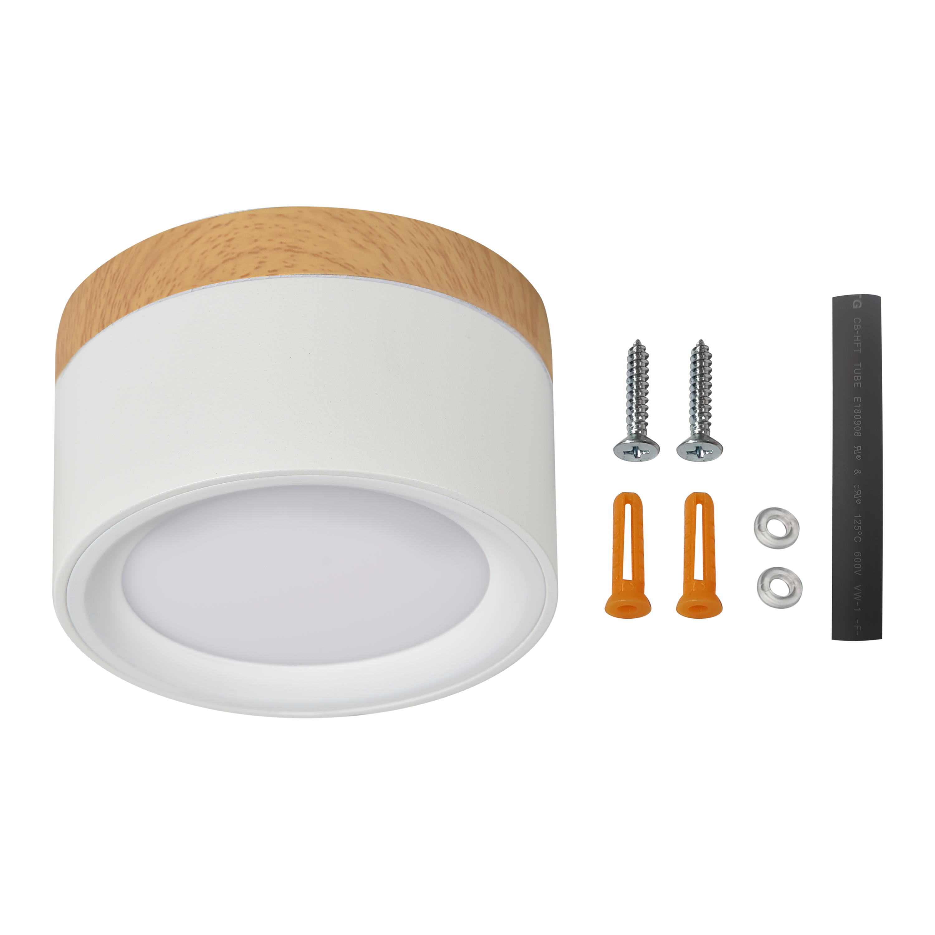 Oprawa natynkowa Tori LED 850 lm 4.9W barwa od ciepłej do zimnej 10 cm biało-drewniana IP44 Inspire