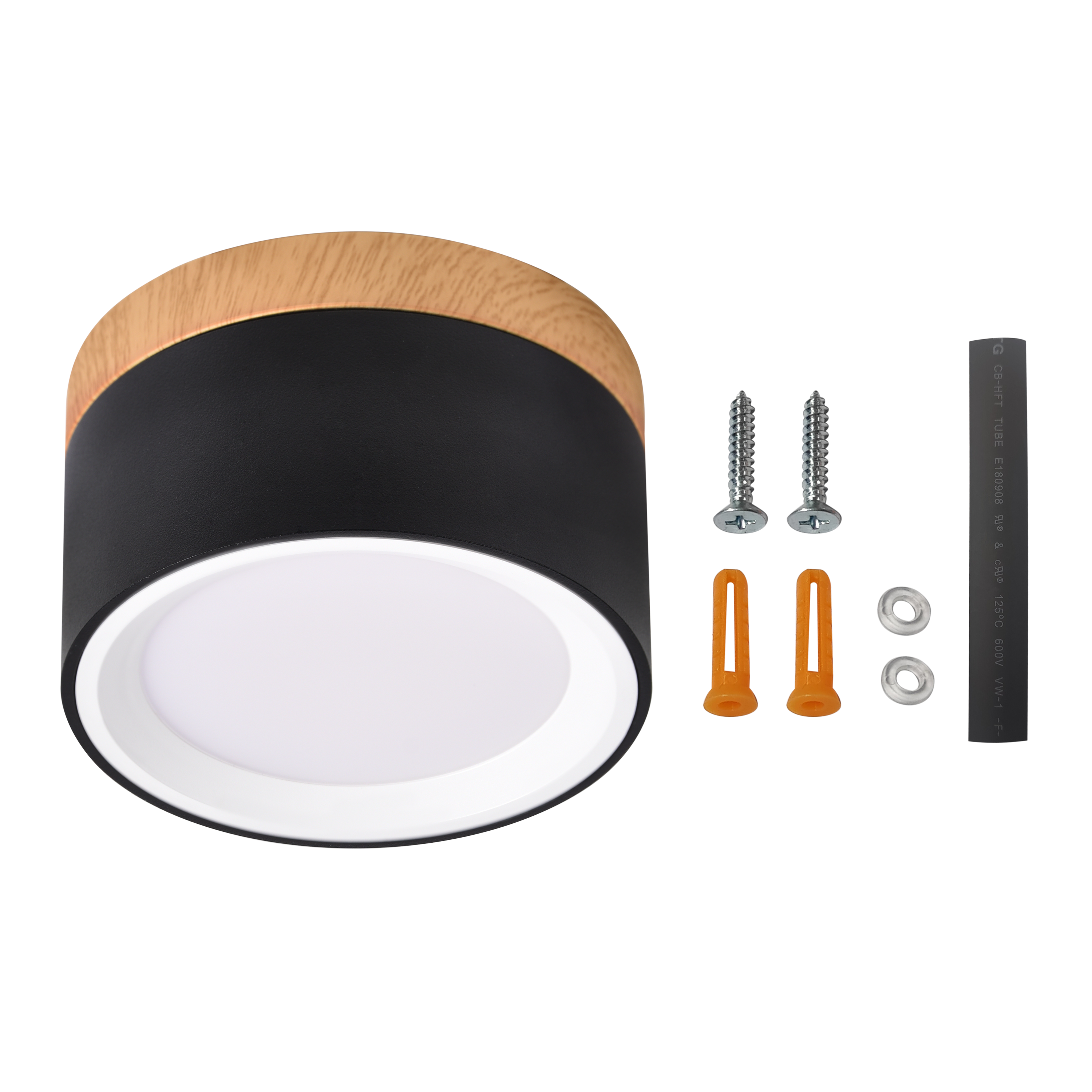 Oprawa natynkowa Tori LED 850 lm 4.9W barwa od ciepłej do zimnej 10 cm czarno-drewniana IP44 Inspire