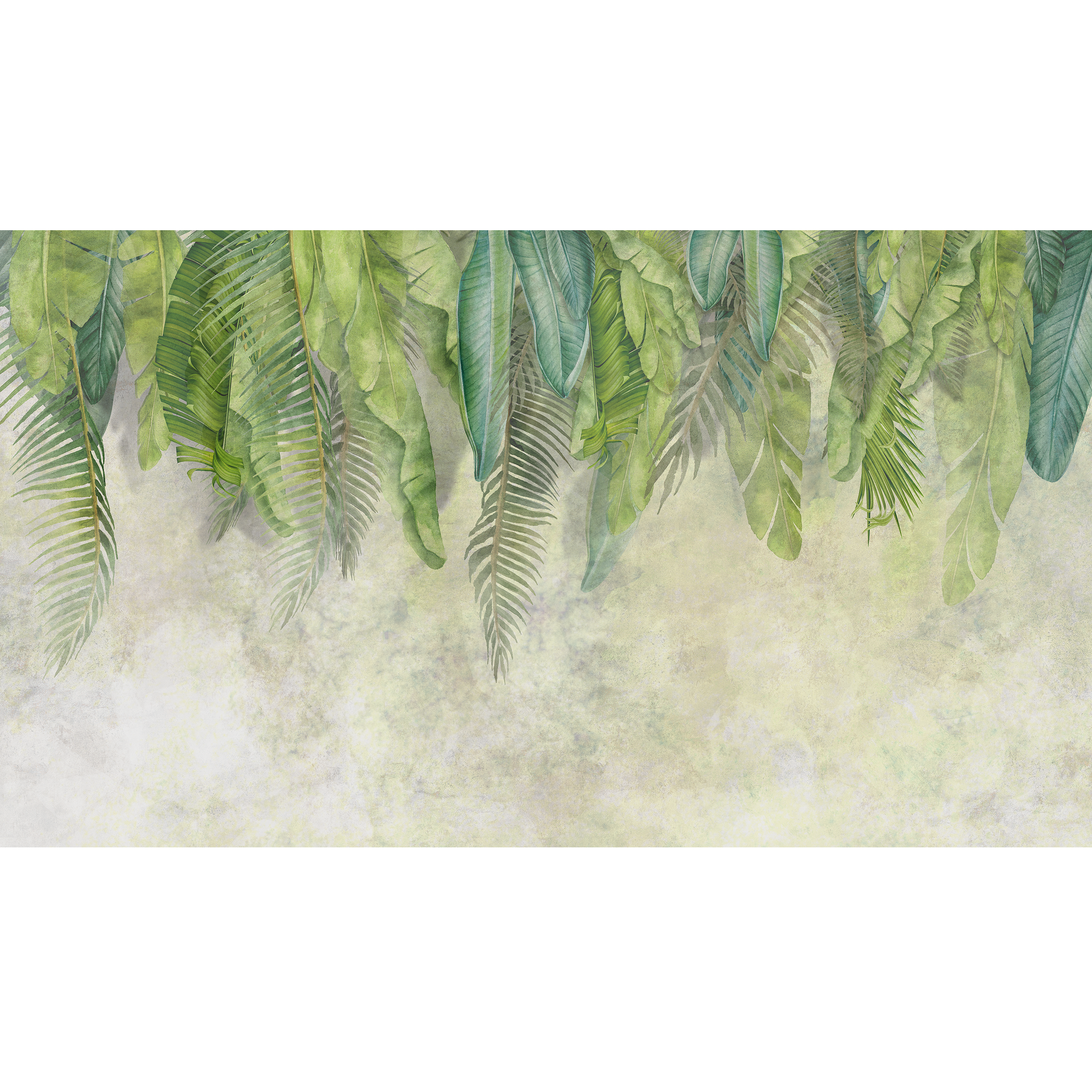 Mural Fresh Egzotyczne Liście 500 x 280 cm delikatna struktura