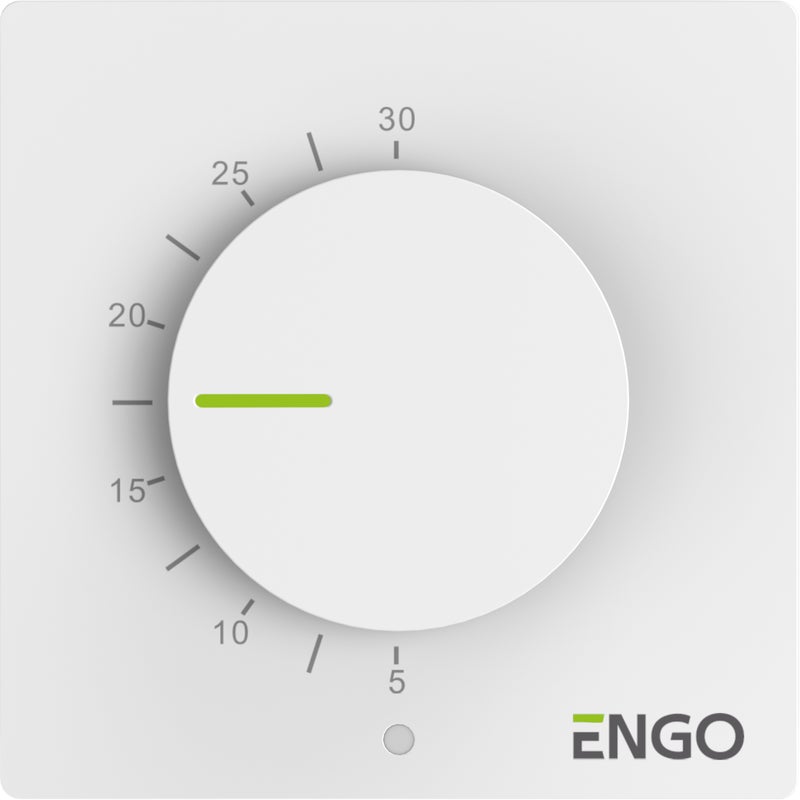 Przewodowy natynkowy regulator temperatury z pokrętem 230V, biały ESIMPLE230W ENGO