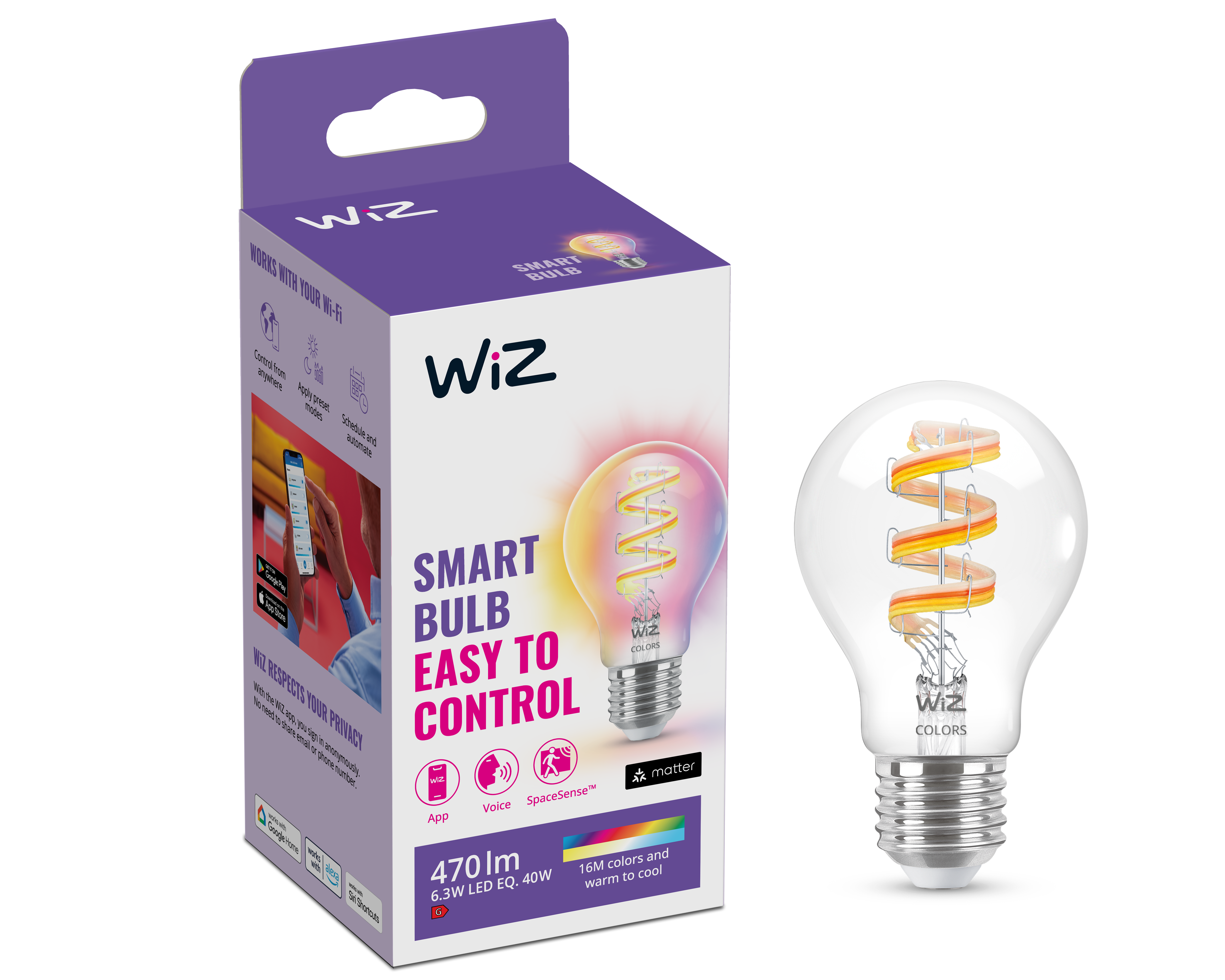 Żarówka Smart E27 6,3 W 470 lm RGBW Wiz