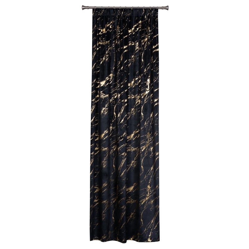 Zasłona Storm czarno-złota 140 x 260 cm na taśmie