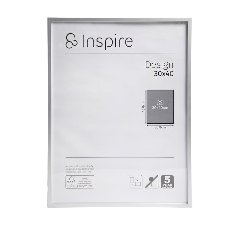 Ramka na zdjęcie Design 30 x 40 cm srebrna aluminiowa Inspire