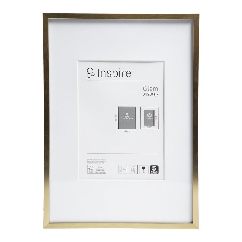 Ramka na zdjęcie Glam 21 x 29.7 cm złota Inspire
