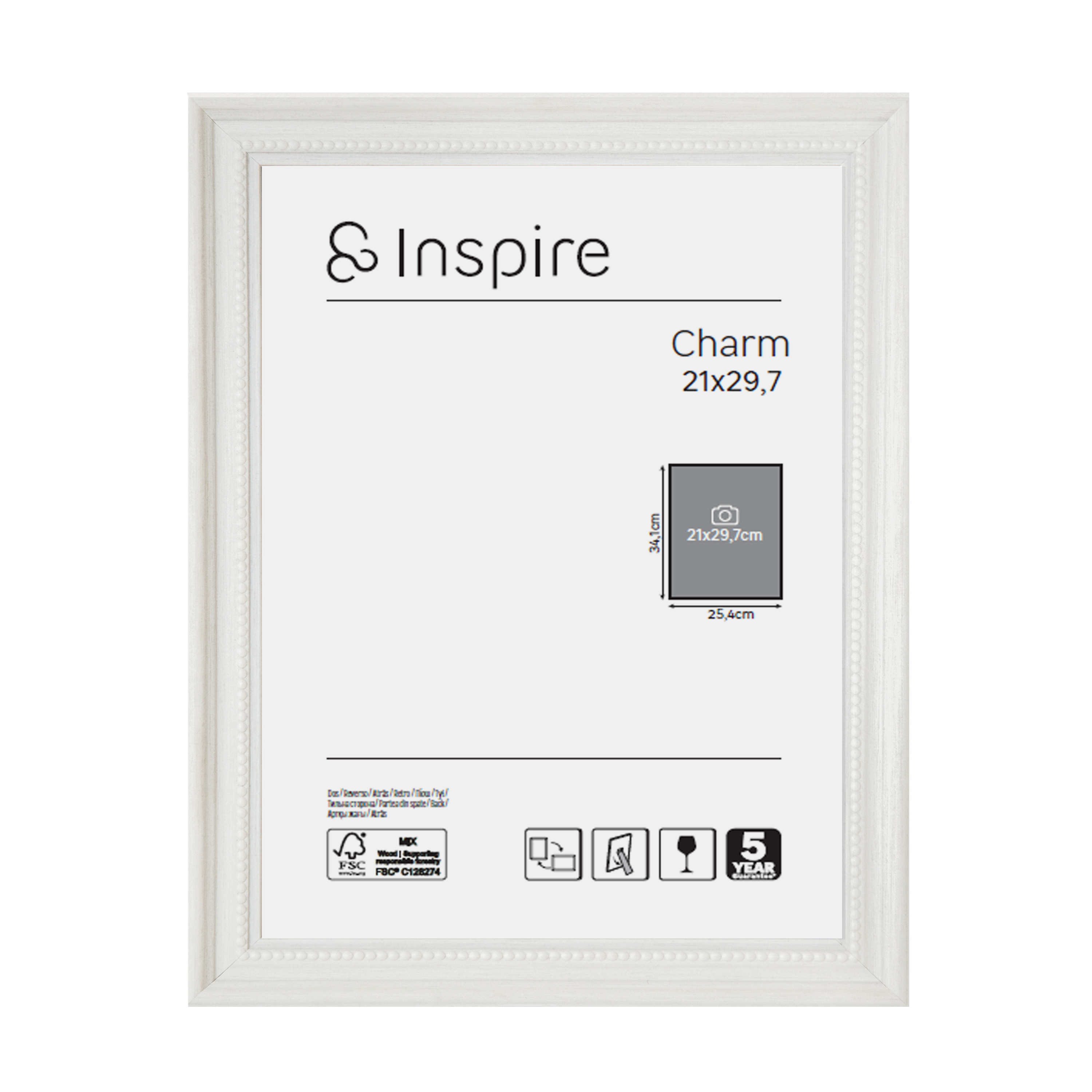 Rama na zdjęcie Charm 21 x 29.7 cm biała Inspire