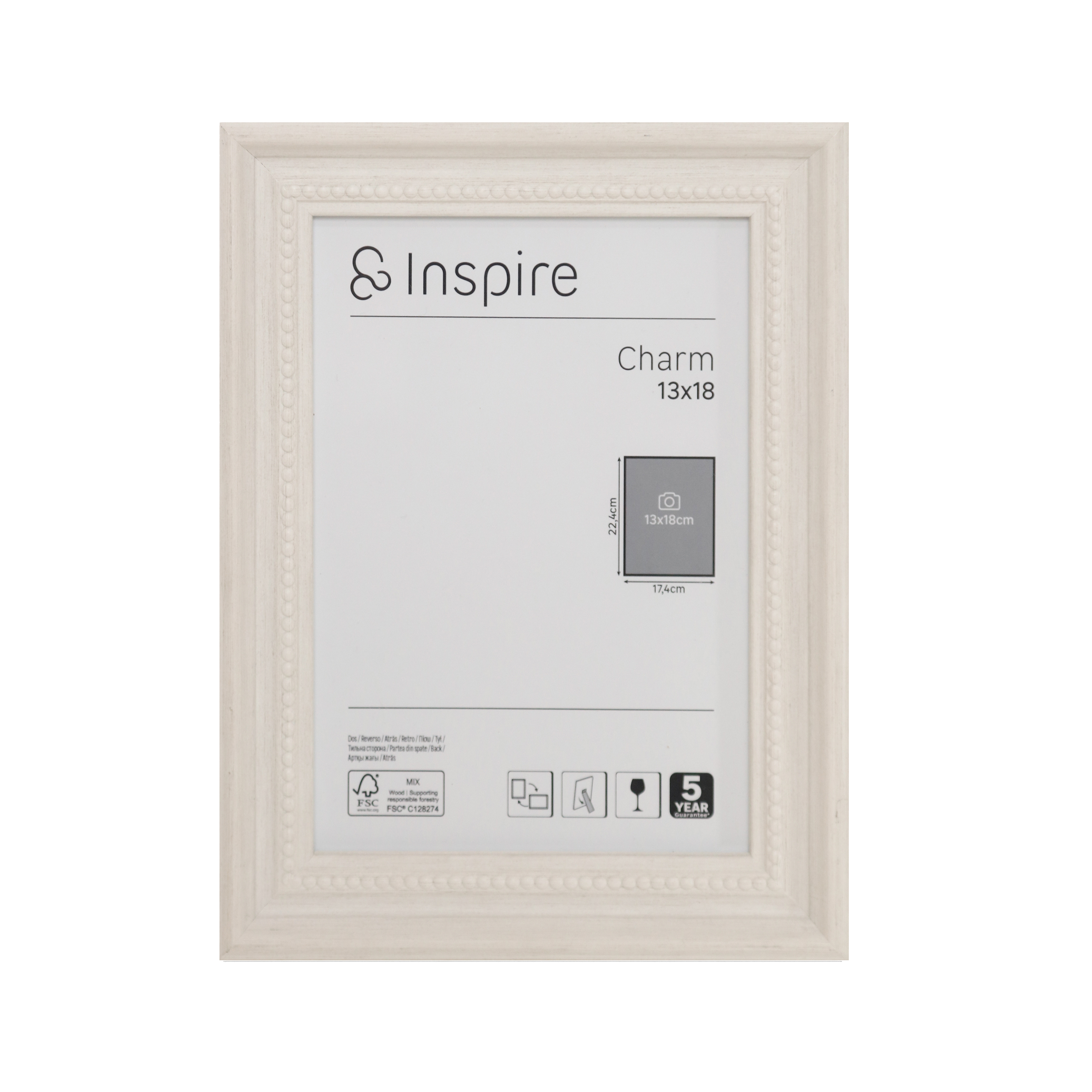 Rama na zdjęcie Charm 13 x 18 cm biała Inspire