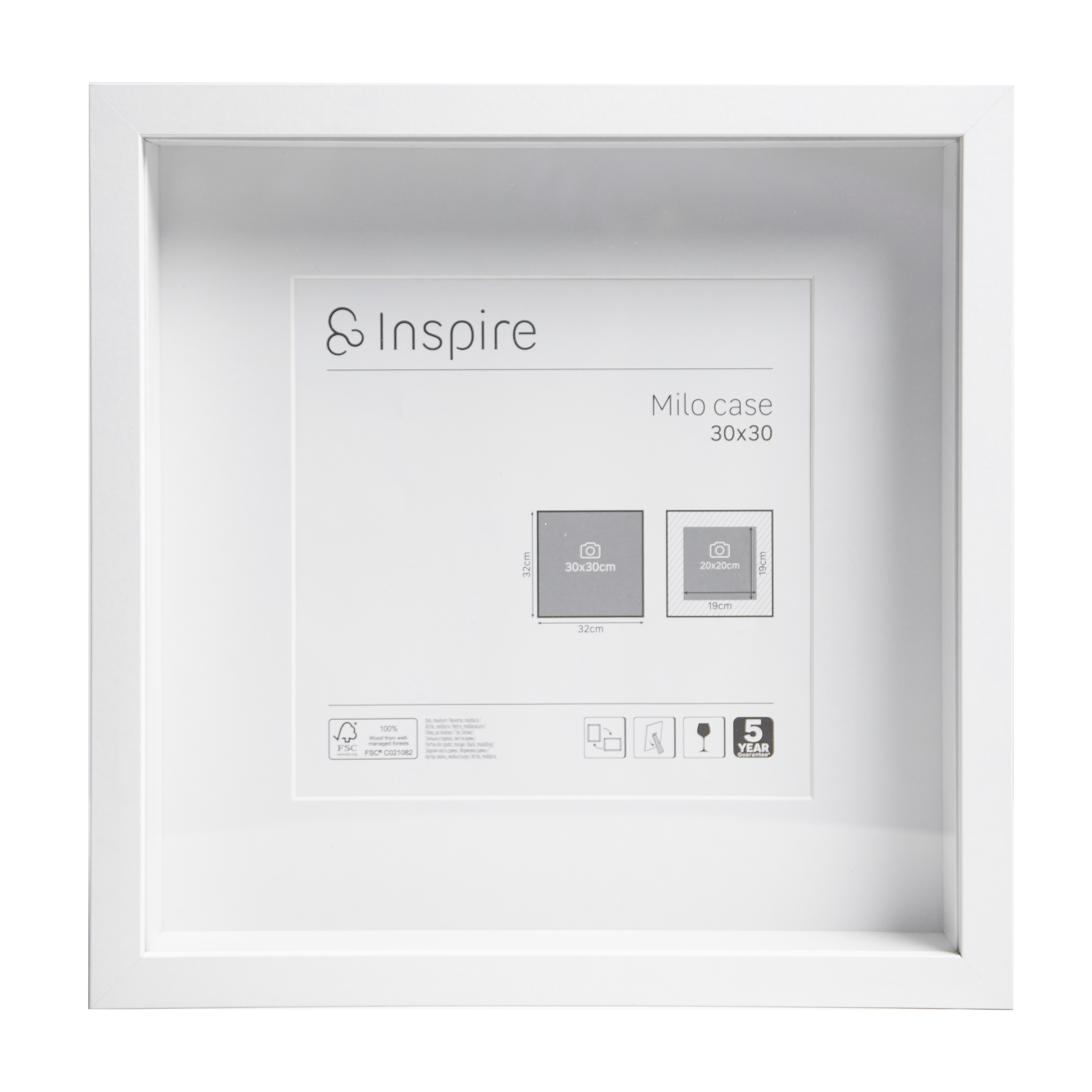 Rama na zdjęcie Milo Case 30 x 30 cm biała Inspire