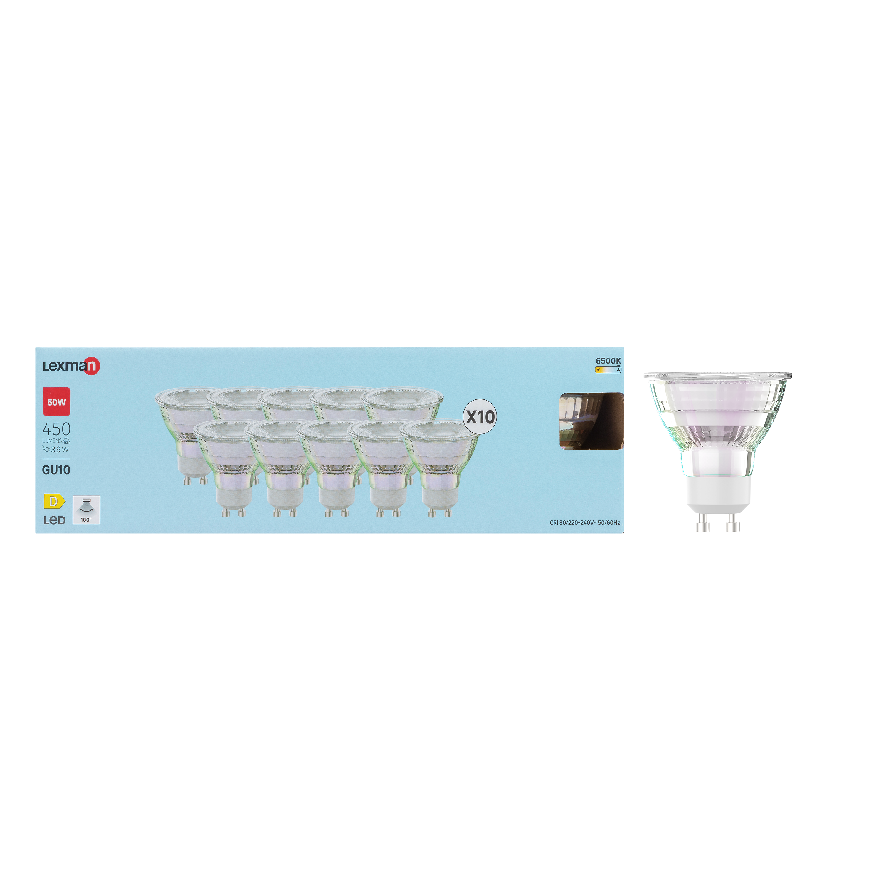 Żarówka LED GU10 10 szt. 3,9 W 450 lm Zimna biel Lexman