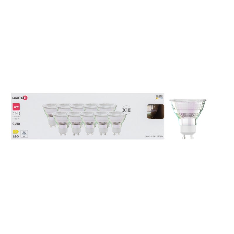 Żarówka LED GU10 10 szt. 3,9 W 450 lm Neutralna biel Lexman