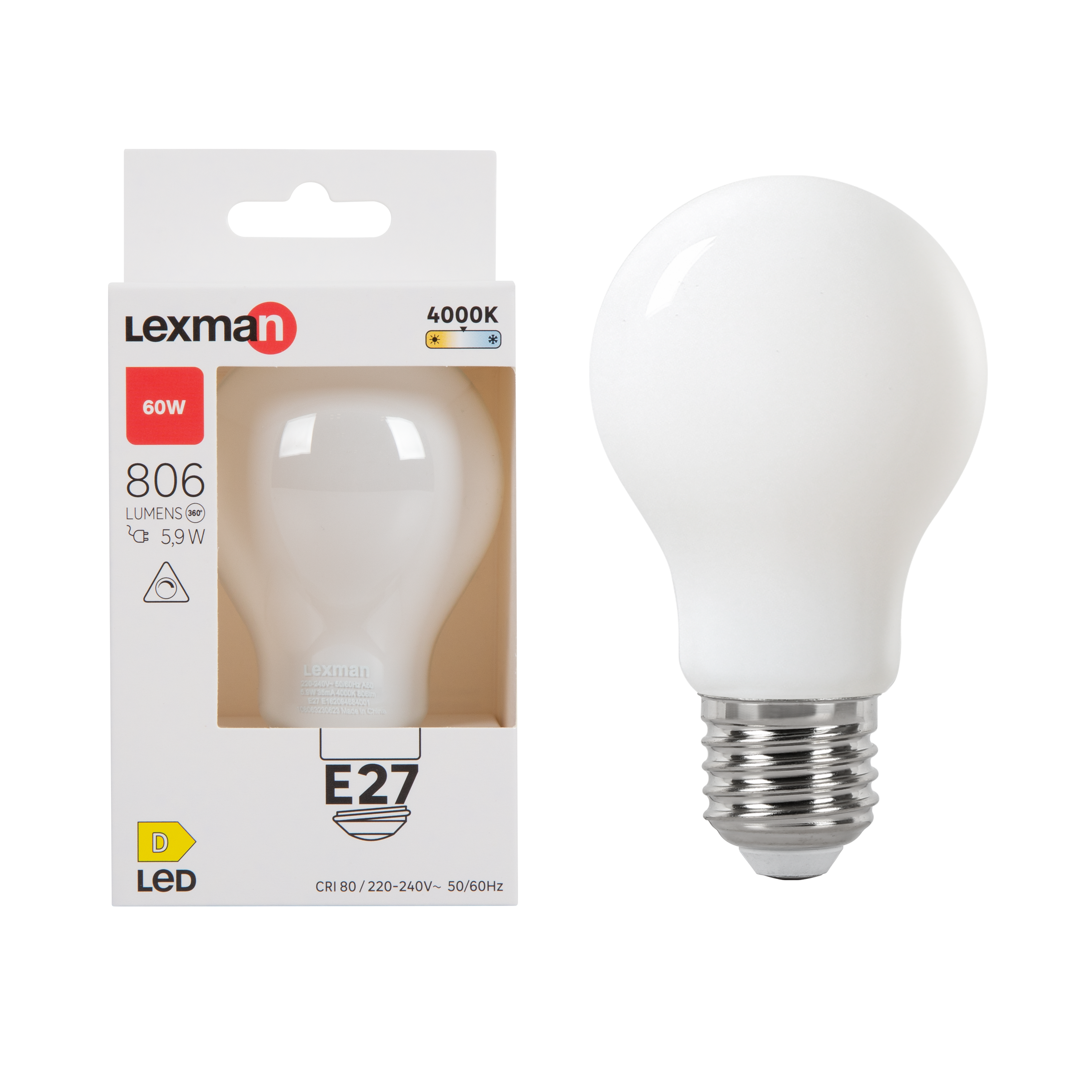 Żarówka E27 4000 K 806 lumenów 5,9W LEXMAN