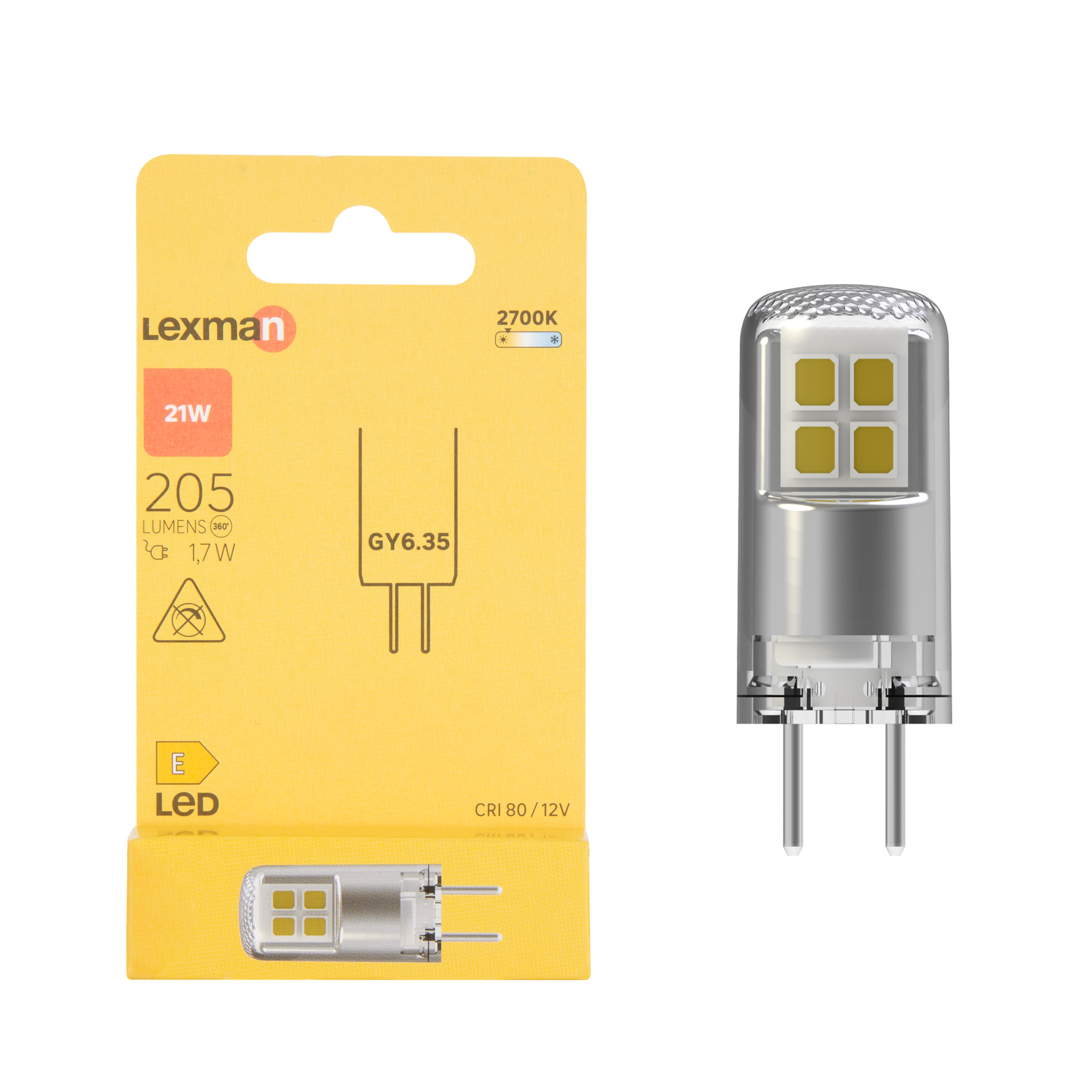 Żarówka Halogenowa kapsułkowa barwa ciepła 2700 K 205 lumenów 21W LED LEXMAN