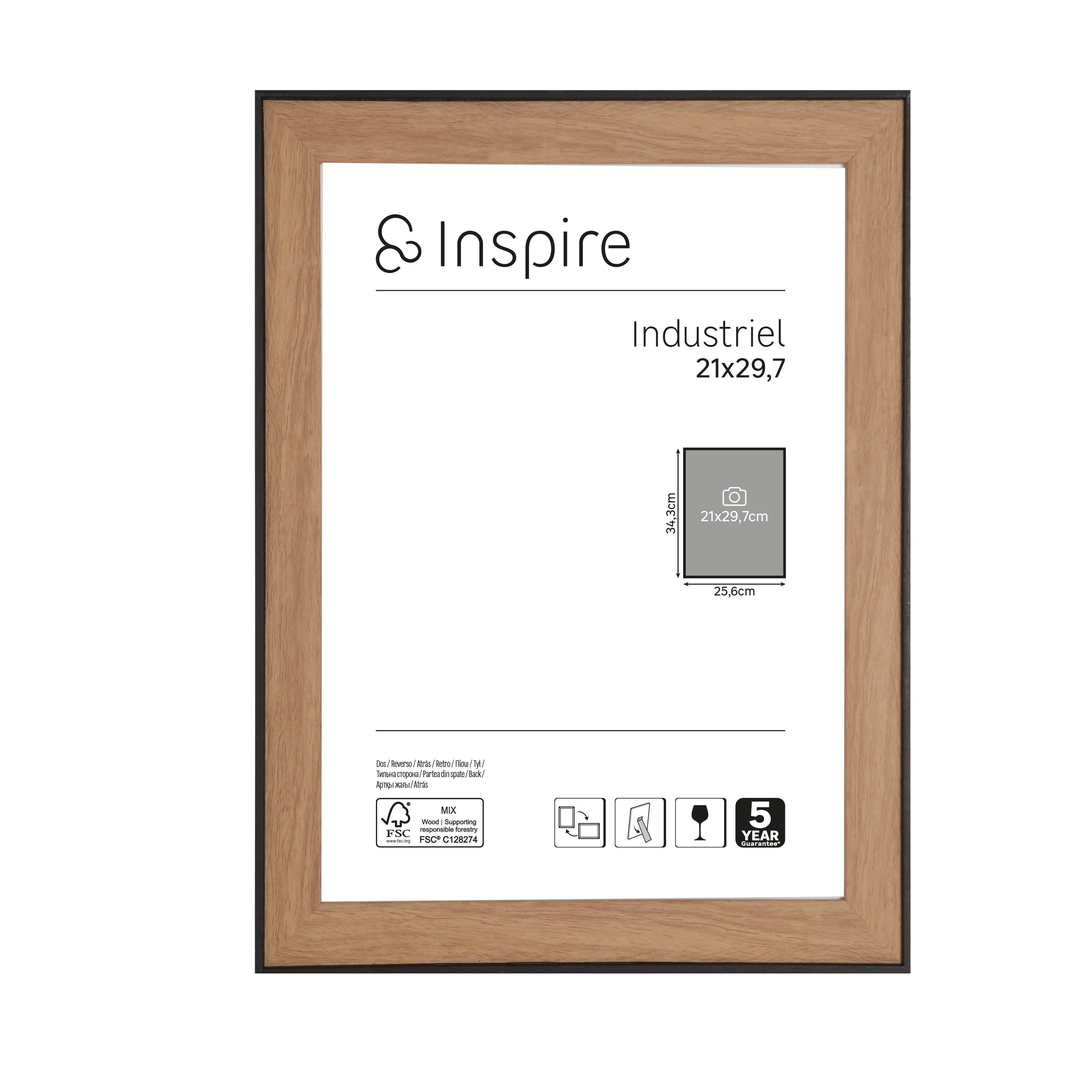 Ramka na zdjęcia Industriel orzech 21 x 29.7 cm czarno-brązowa Inspire