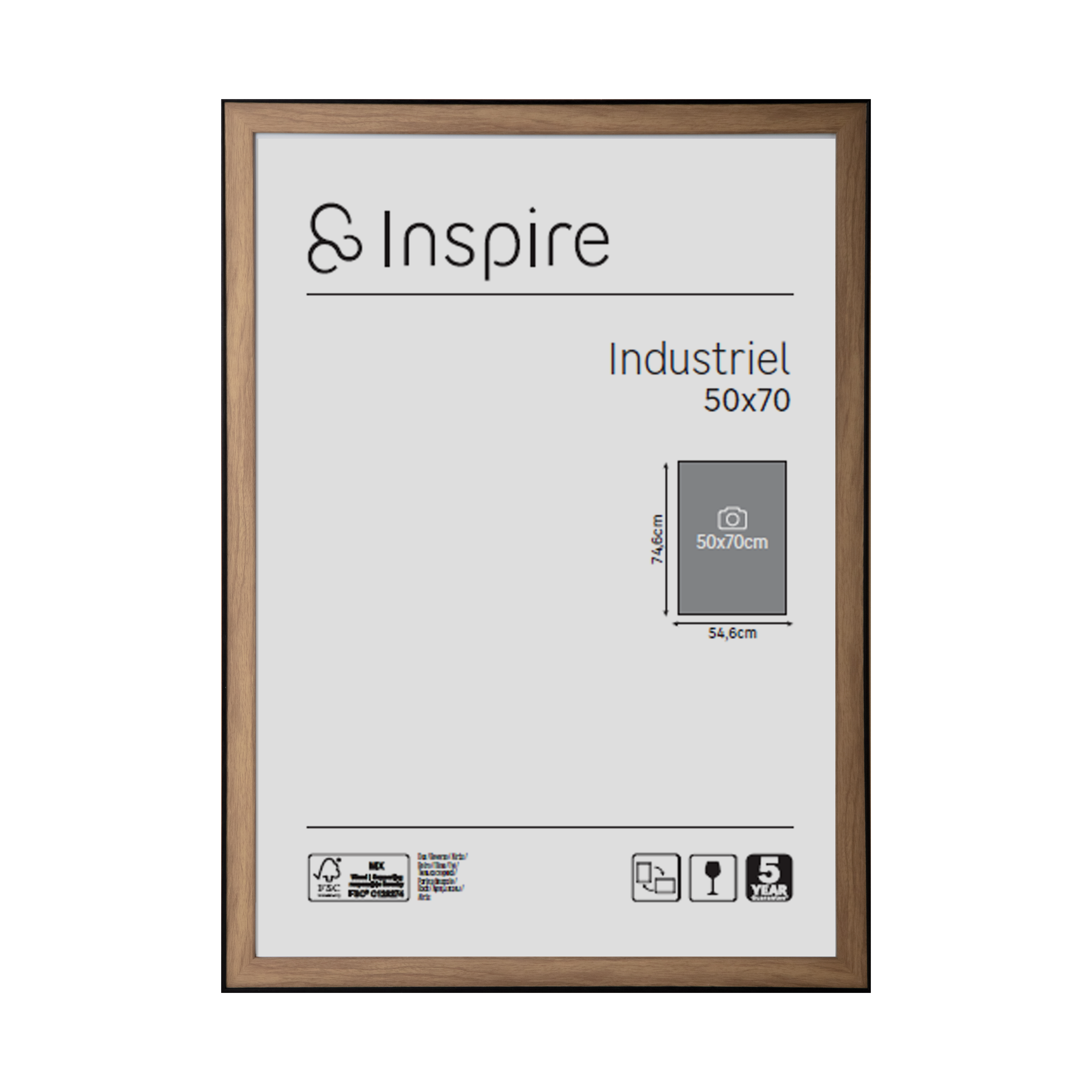 Ramka na zdjęcia Industriel orzech 50 x 70 cm czarno-brązowa Inspire