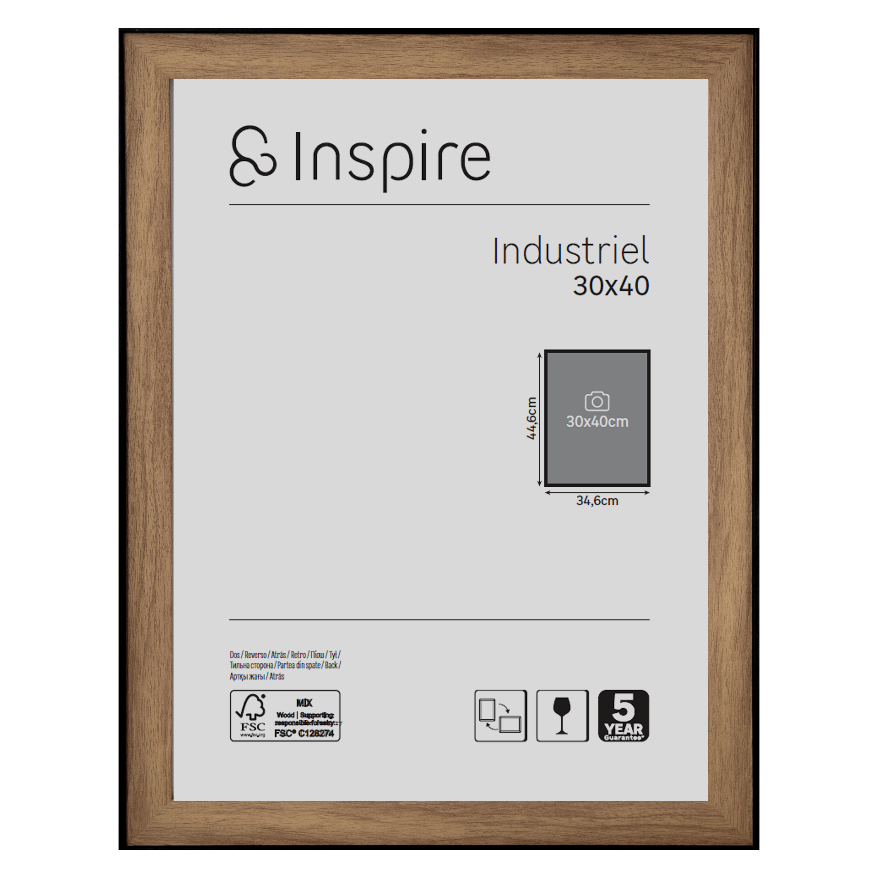 Ramka na zdjęcia Industriel orzech 30 x 40 cm czarno-brązowa Inspire