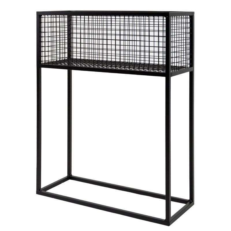 Kwietnik osłonka stojak Dax 60x23x75cm czarny metalowy