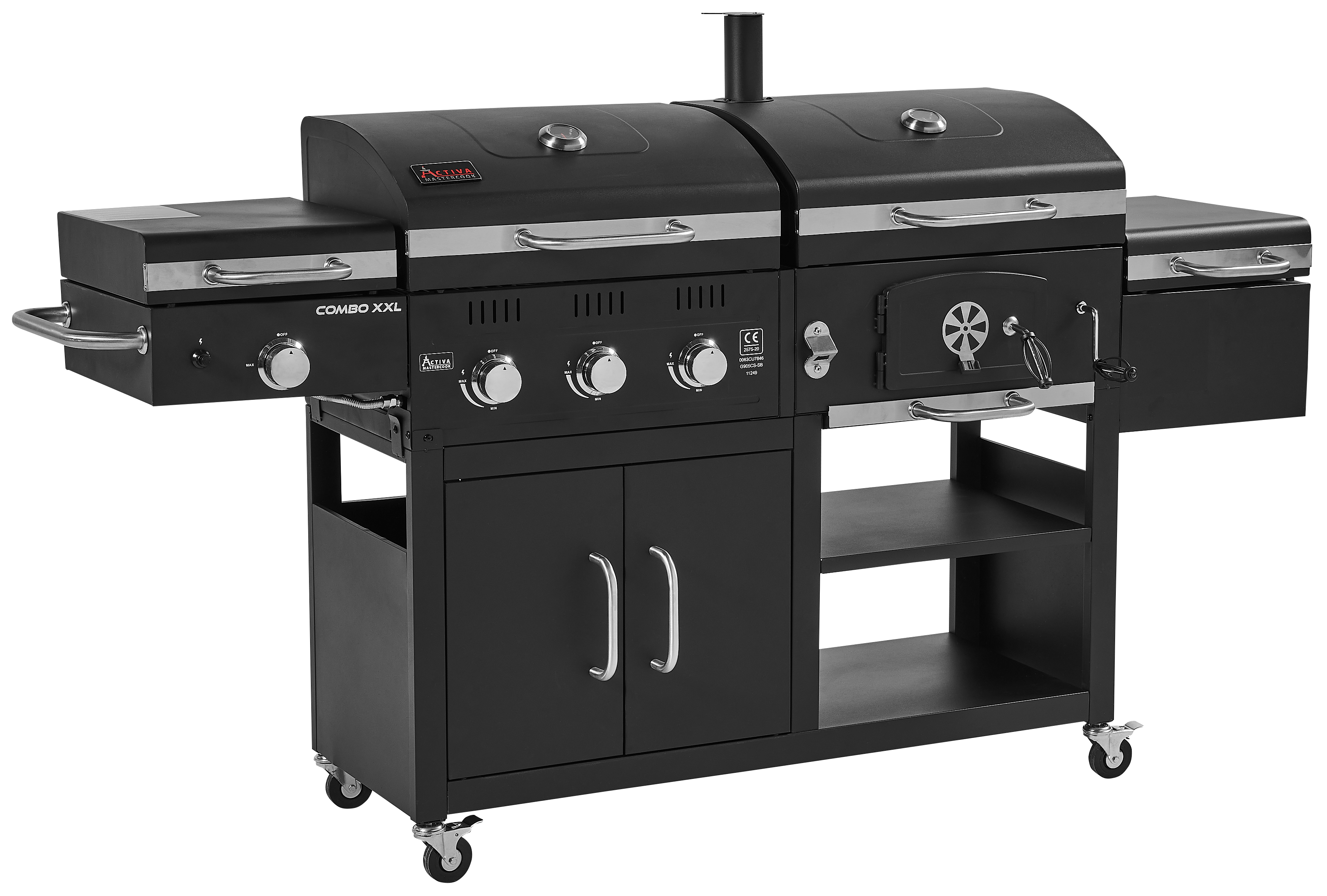 Grill gazowo-węglowy z wędzarnią 3w1 14kW 4 palniki Activa