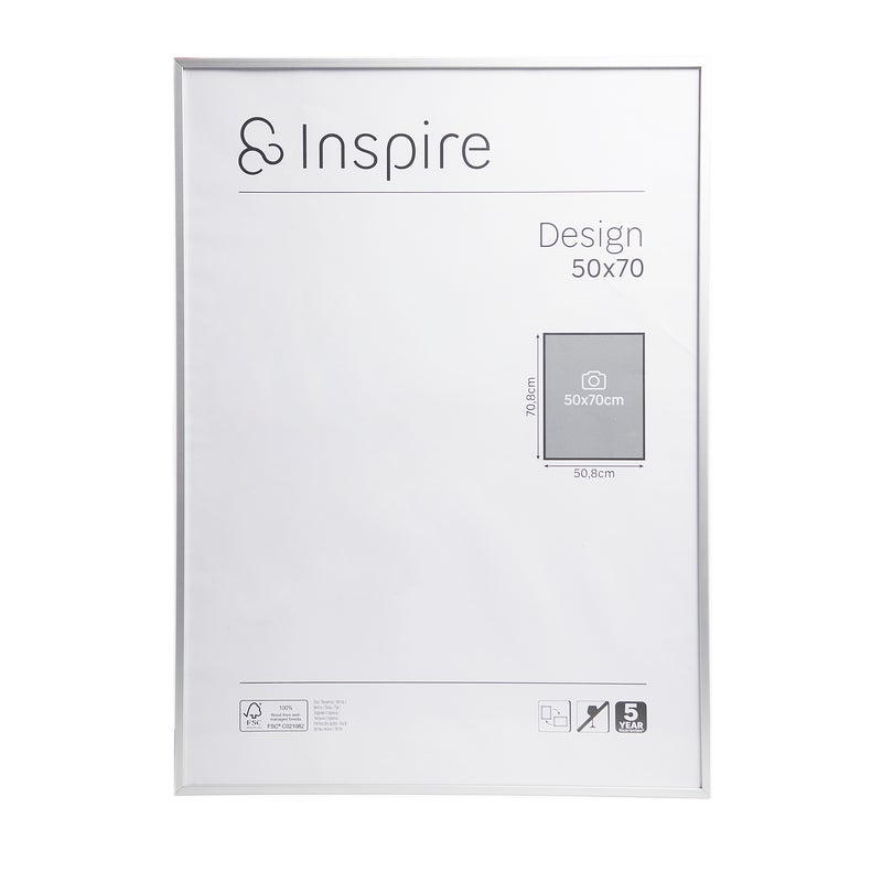 Ramka na zdjęcie Design 50 x 70 cm srebrna aluminiowa Inspire