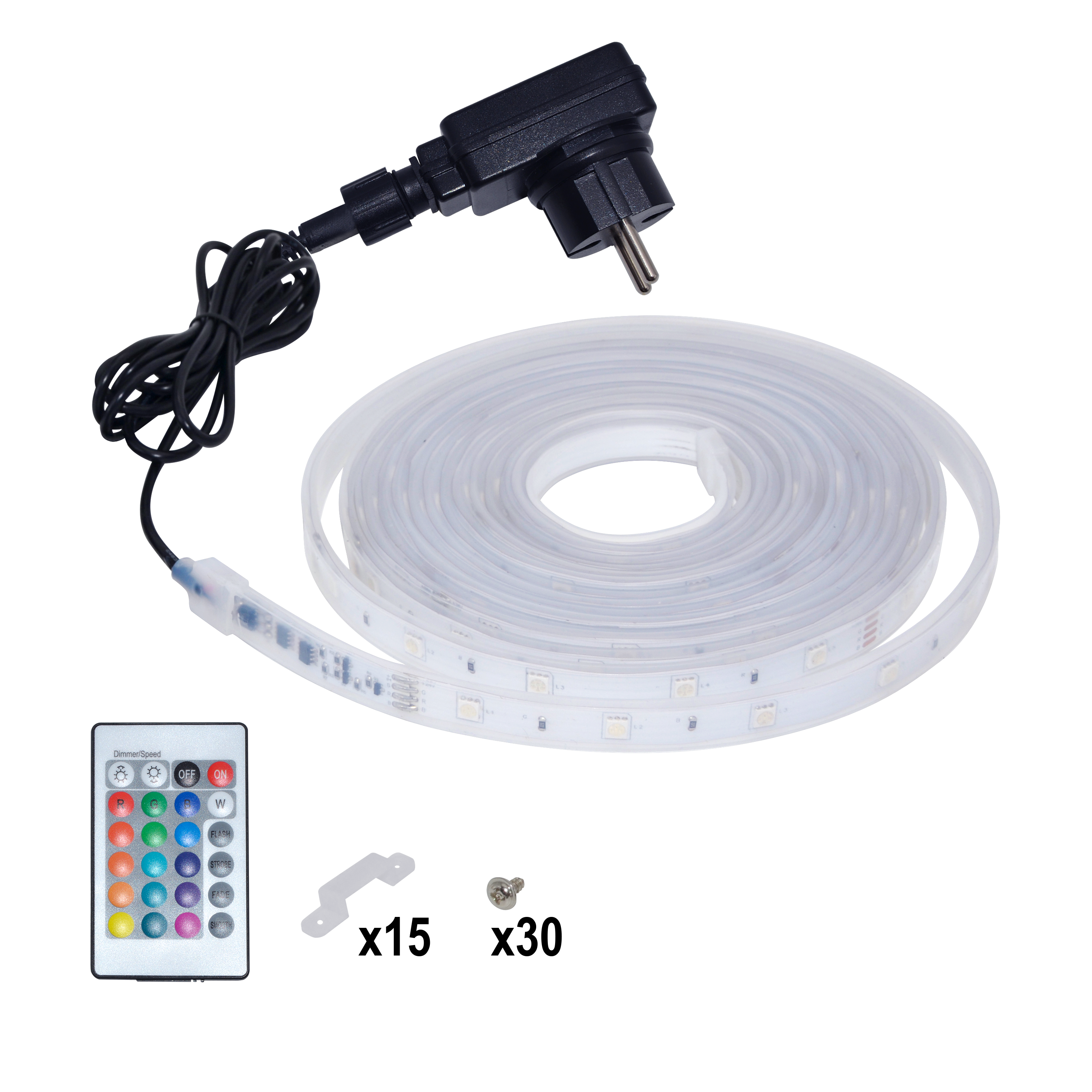 Taśma LED RGB z pilotem i zasilaczem 5 m IP44