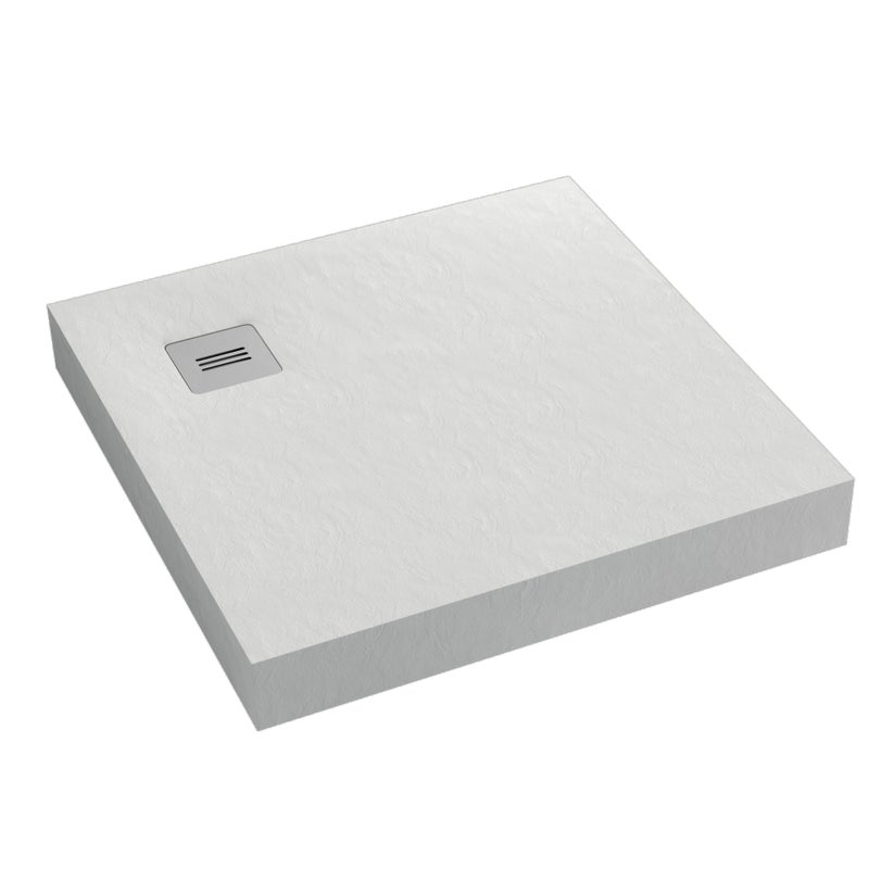 Brodzik kwadratowy Schedpol Integral 90 × 90 x 12 cm biały kamień