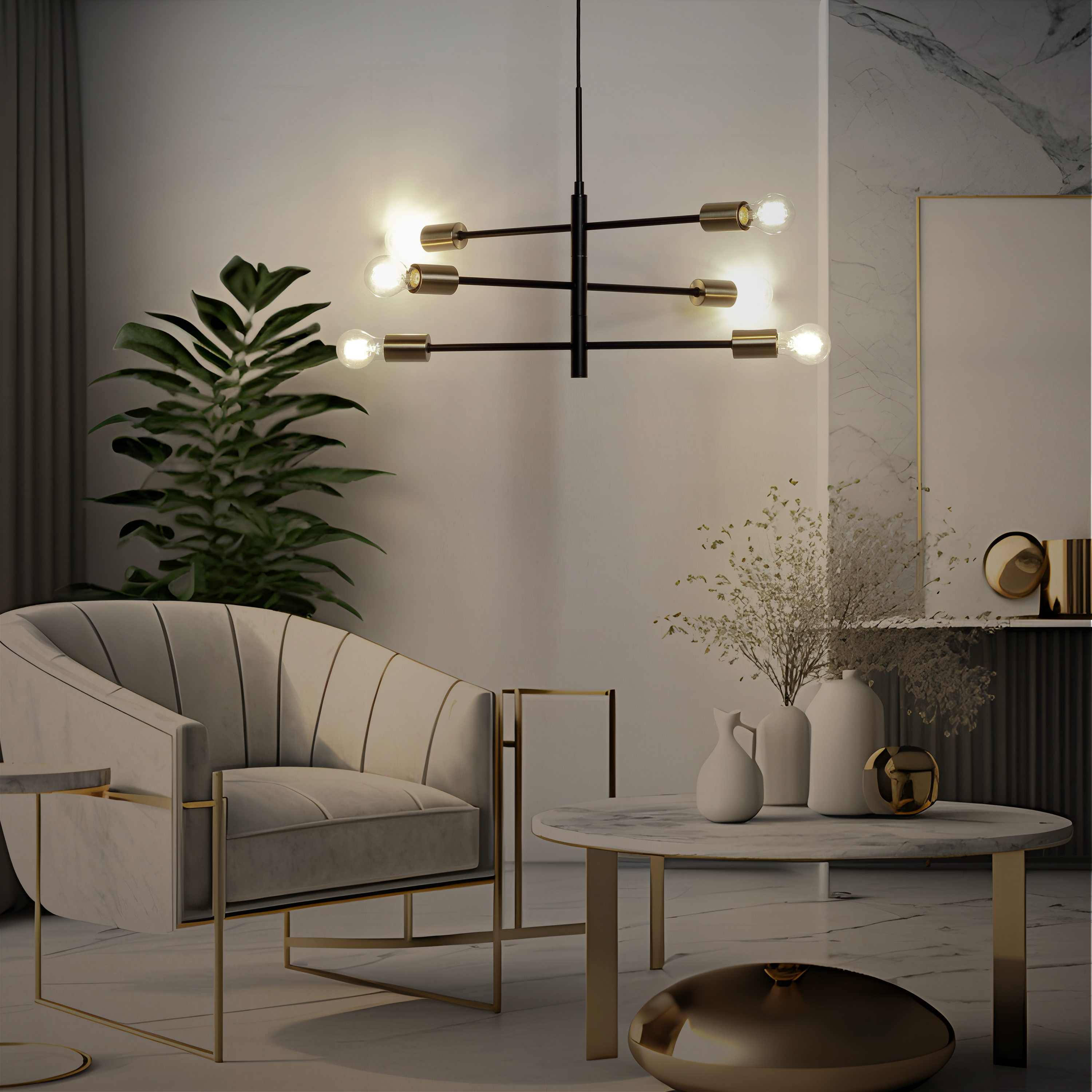 Lampa wisząca Lina czarna 6 x E27 Inspire