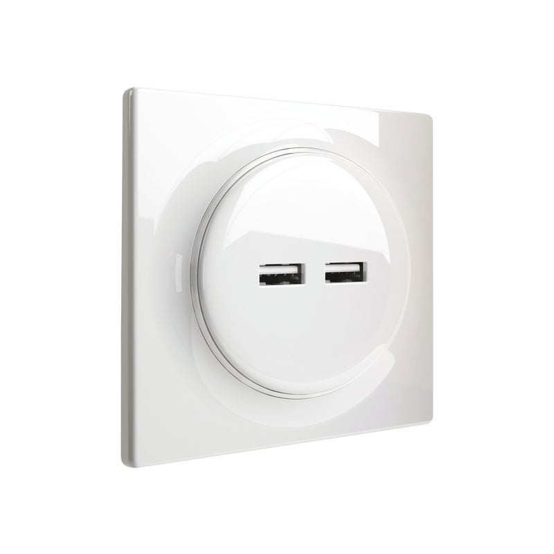 Gniazdo podwójne USB Białe FIBARO