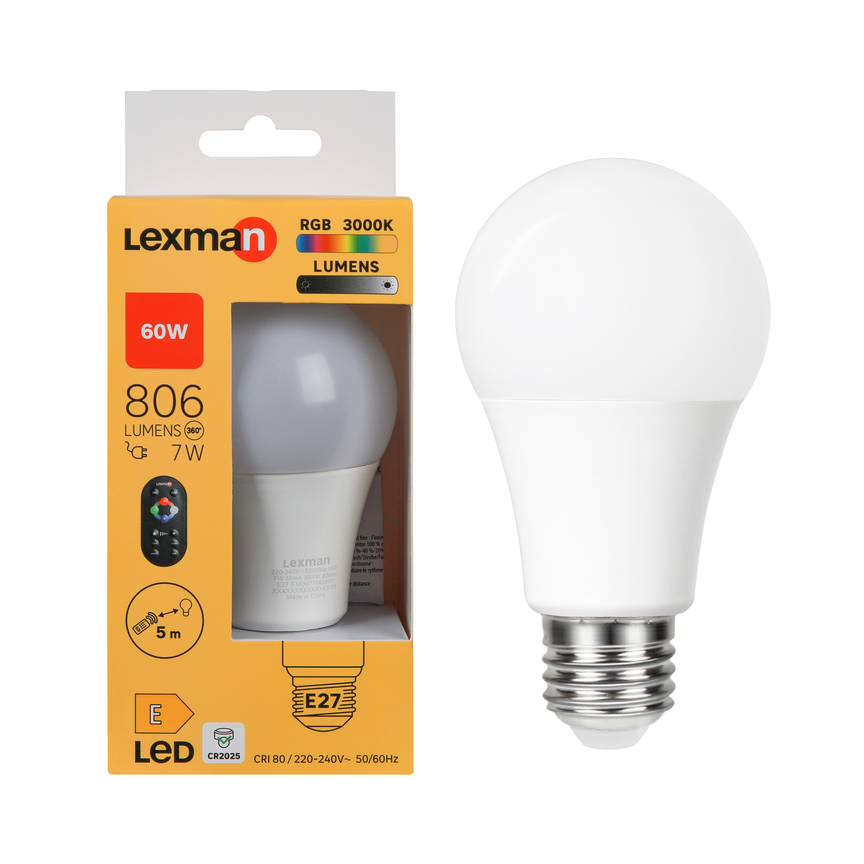 Led LEXMAN E27 BAŃ 7W 806LM RGB3TK MLPL RC