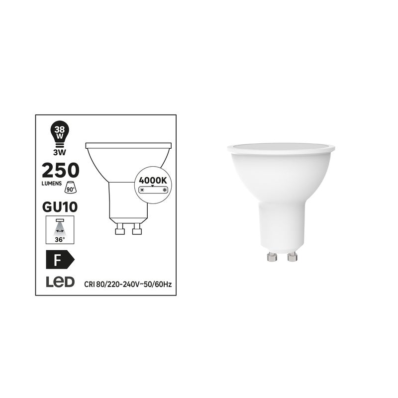 Żarówka LED GU10 3 W 250 lm Neutralna biel
